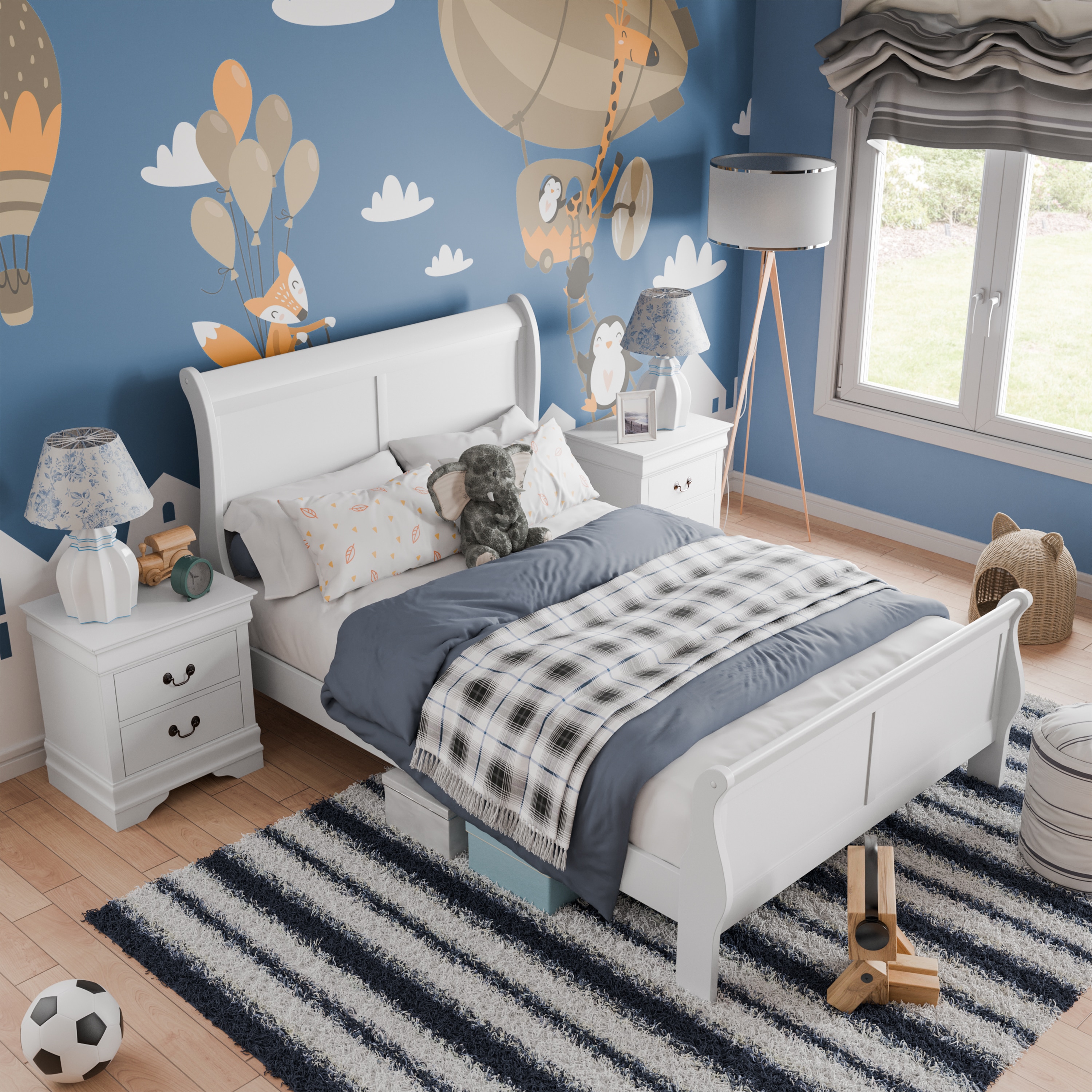 Furniture of America EC-7866WH-F-2NS Burkhart White Full Bedroom Set