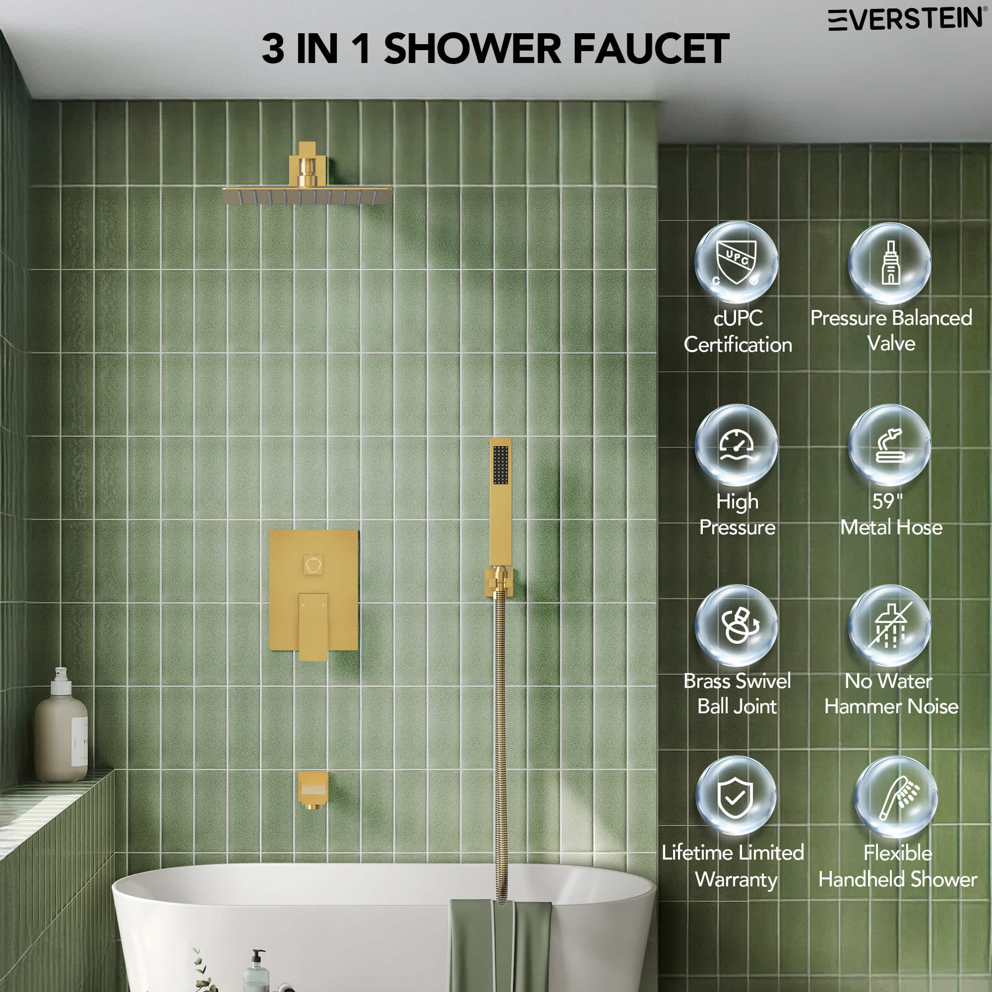 EVERSTEIN M6603GNI-B10BL Tub-Shower-Faucets - View #2