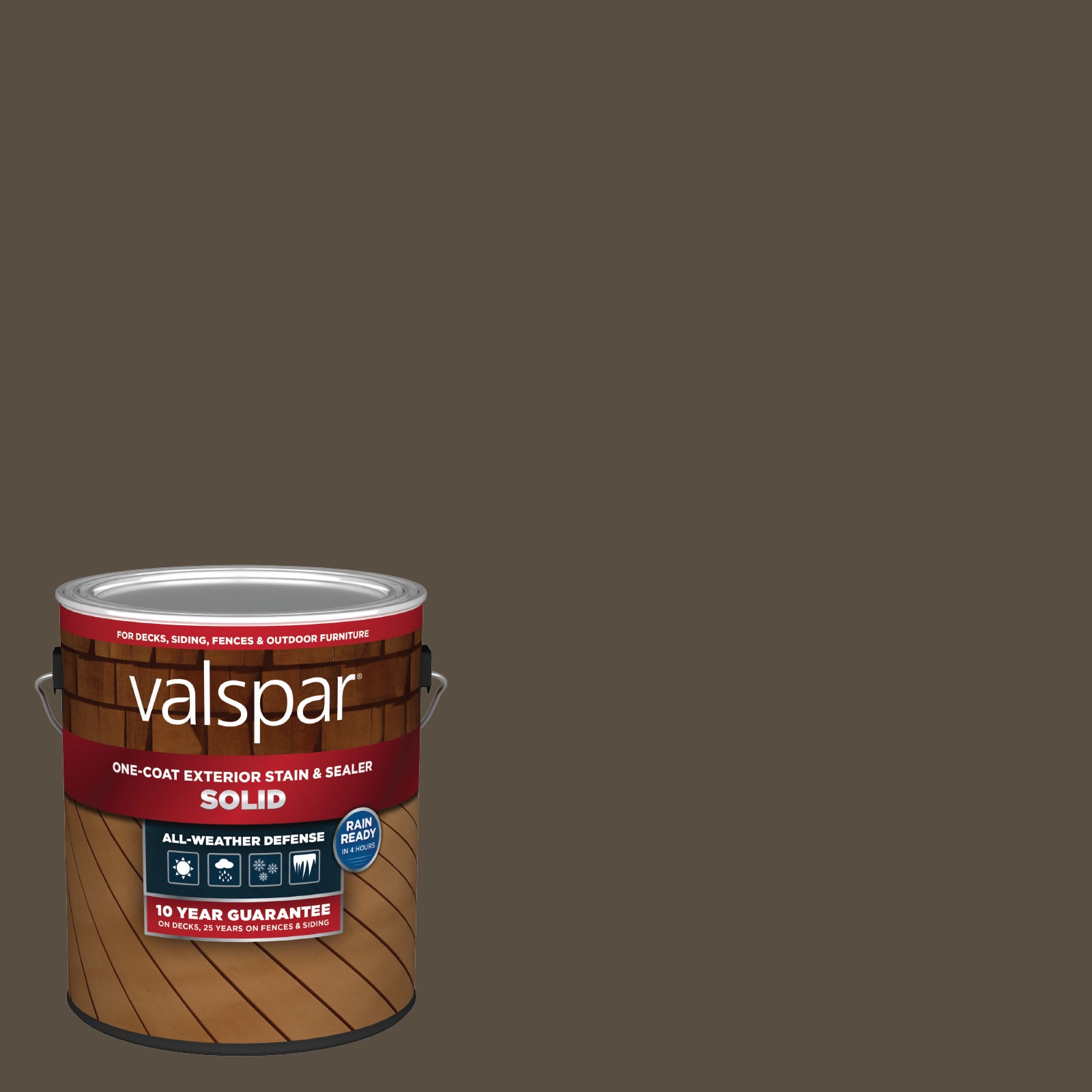 October Brown Solid Exterior Wood Stain and Sealer (1-Gallon) | - Valspar OCTOBR BRWN-1028091