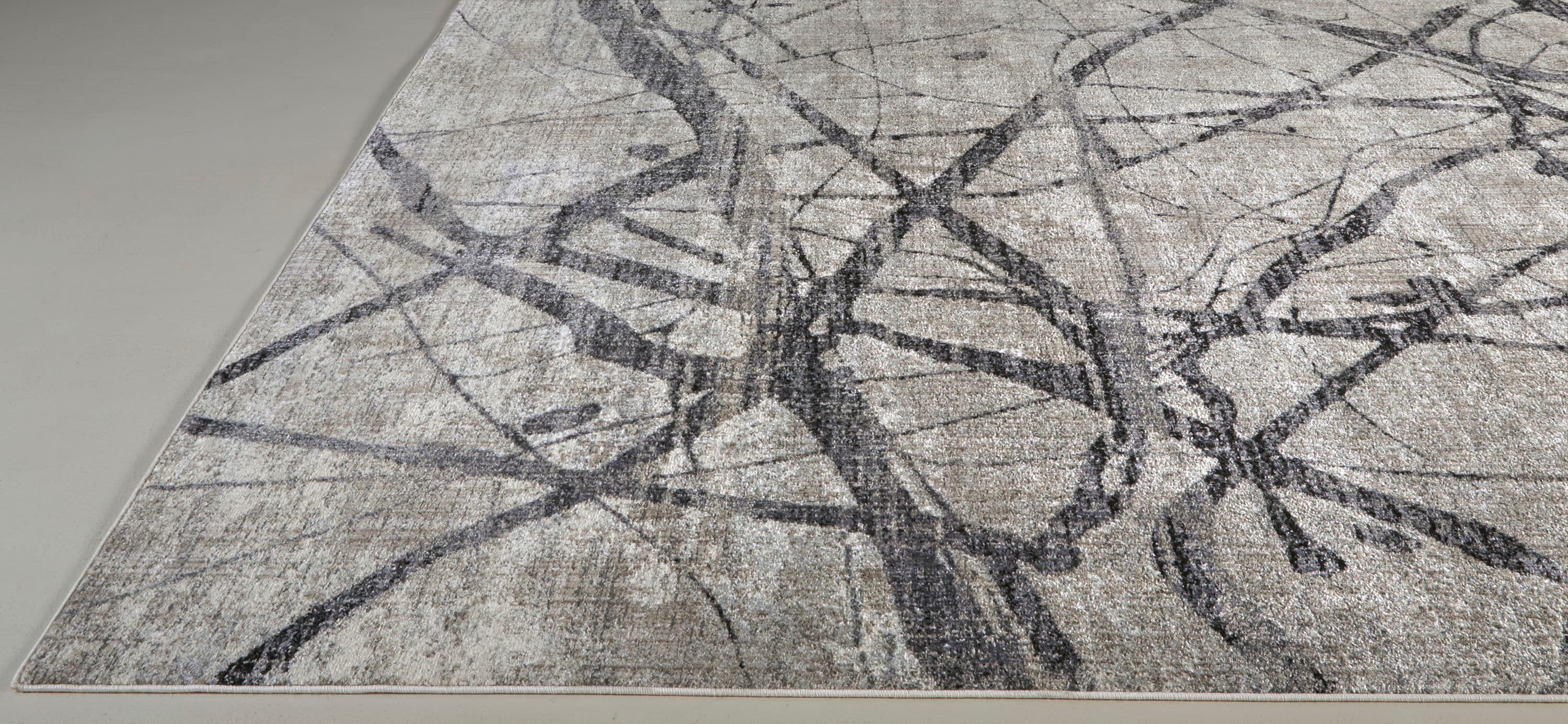 Ivory and Gray Abstract Rectangular Cotton Area Rug