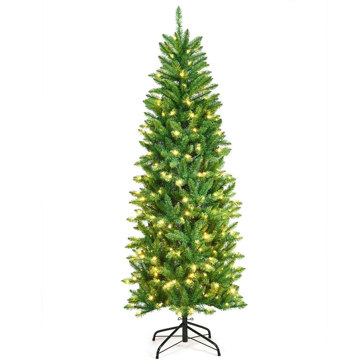 WELLFOR CM-HWY-22810 6-Feet Pre-lit Pencil Artificial Christmas Tree with White LED Lights