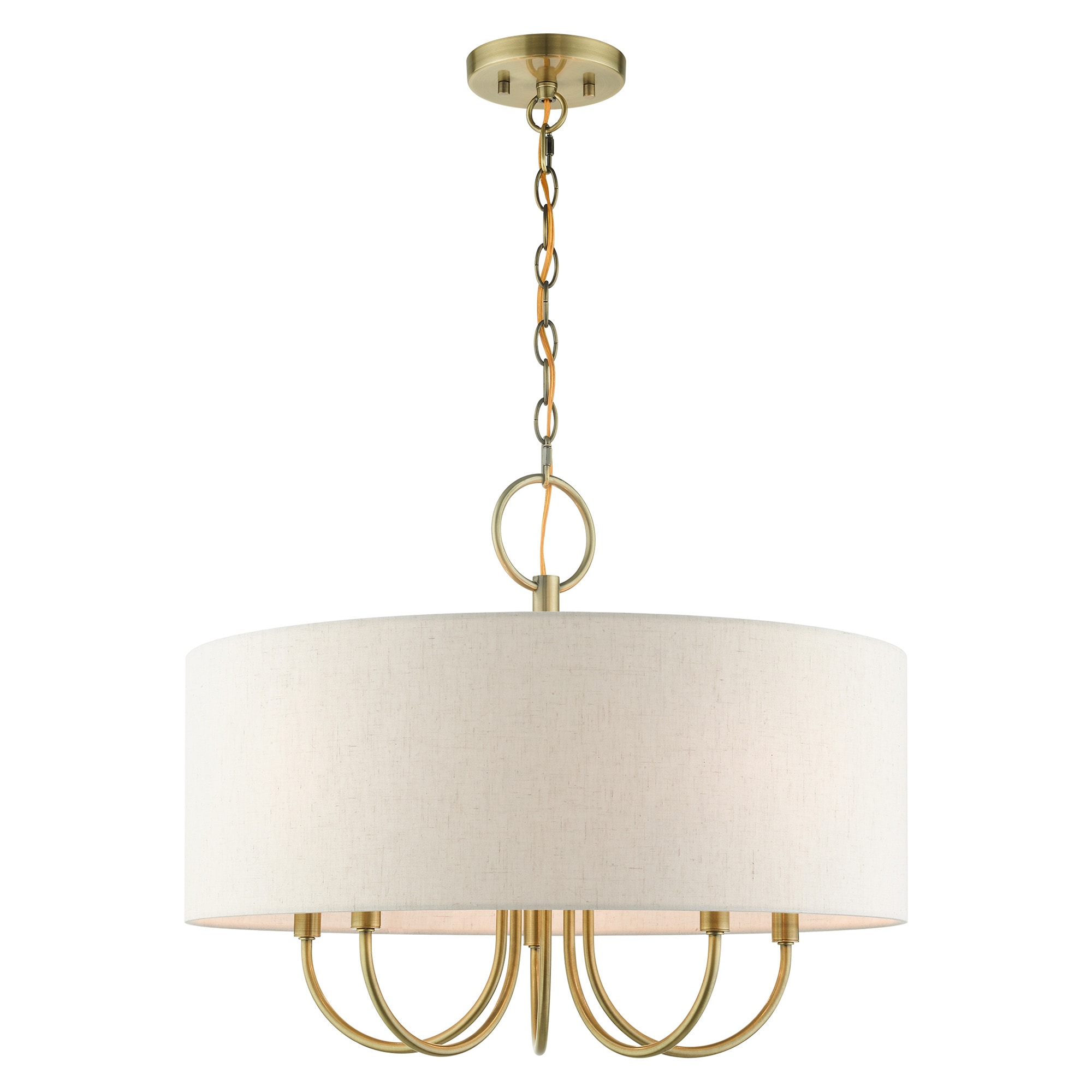 Livex Lighting 49805-01 Blossom 5 -Light Antique Brass Transitional For Use in Bathrooms, Bedrooms, Dining Rooms, Foyers, Kitchens, Living Rooms Chandelier