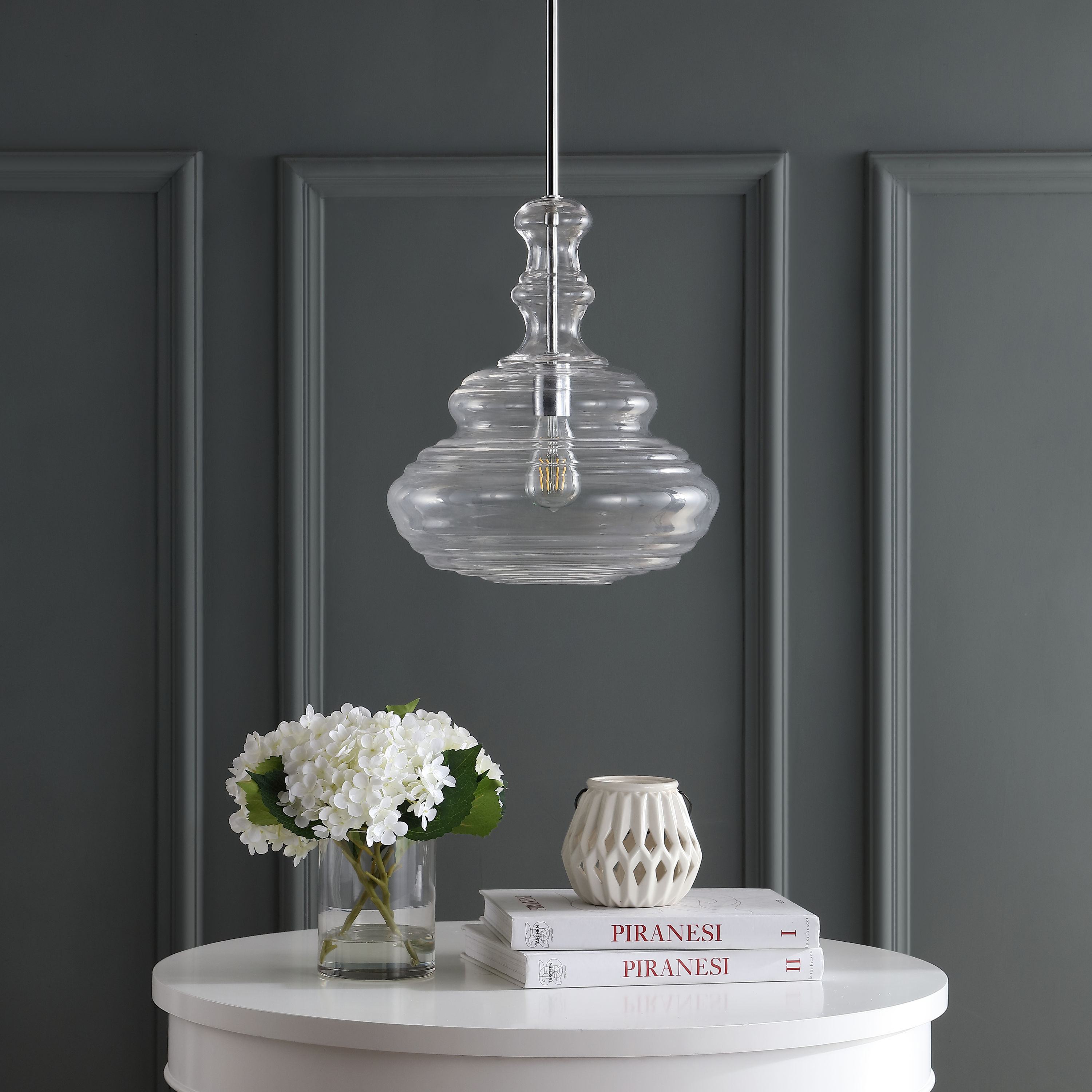 Bettina 13.37" Chrome Polished Clear Glass LED Pendant