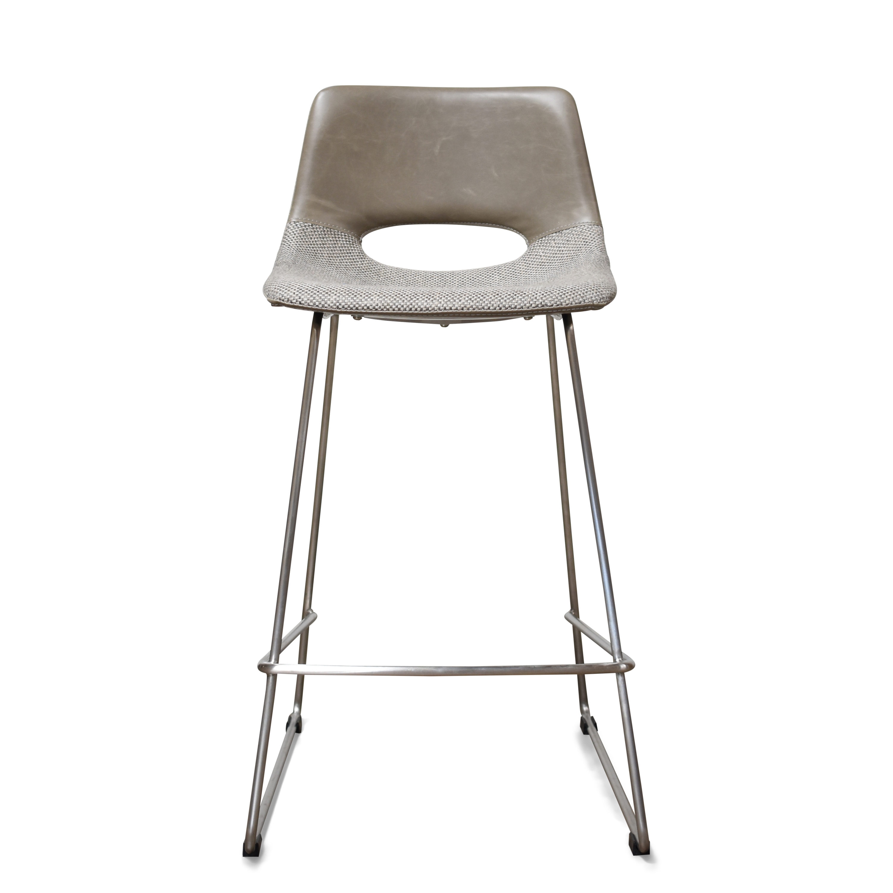 Gingko AML301-TPSS Amal Set of 2 Grey Small Upholstered Metal Bar Stool Back