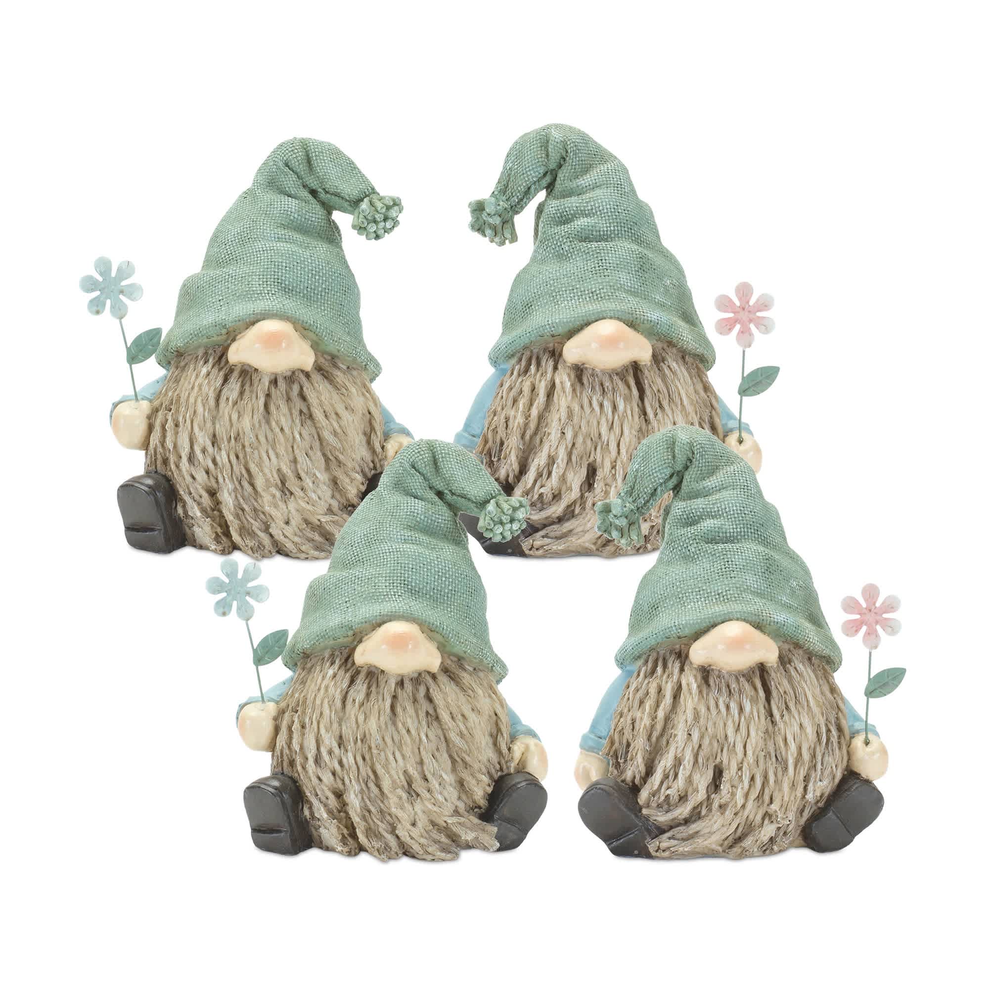 Melrose International 85436DS Gnome (Set of 4) 4L x 5.25H Resin