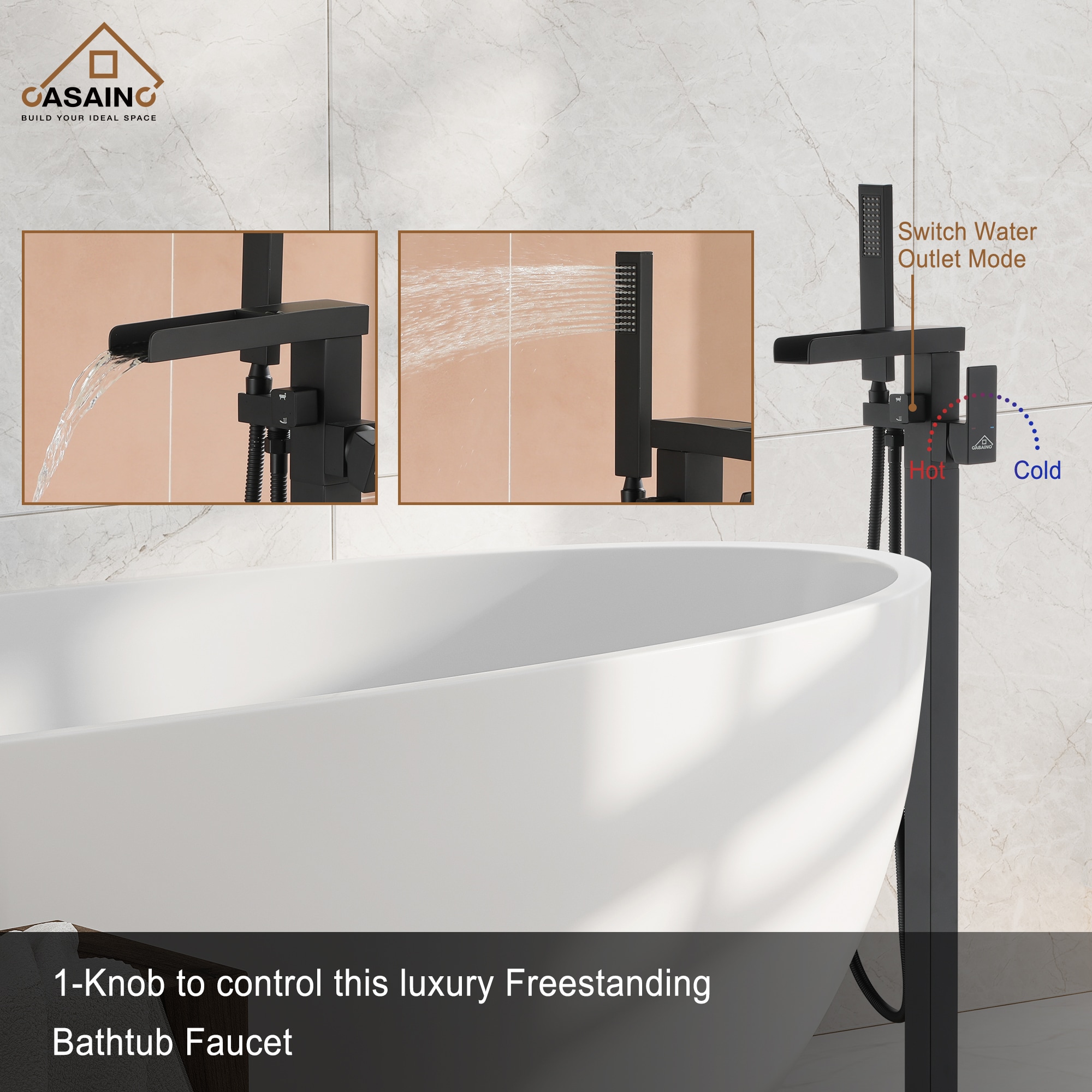 CASAINC HM-T103-SQ-BN Roman-Tub-Faucets - View #3