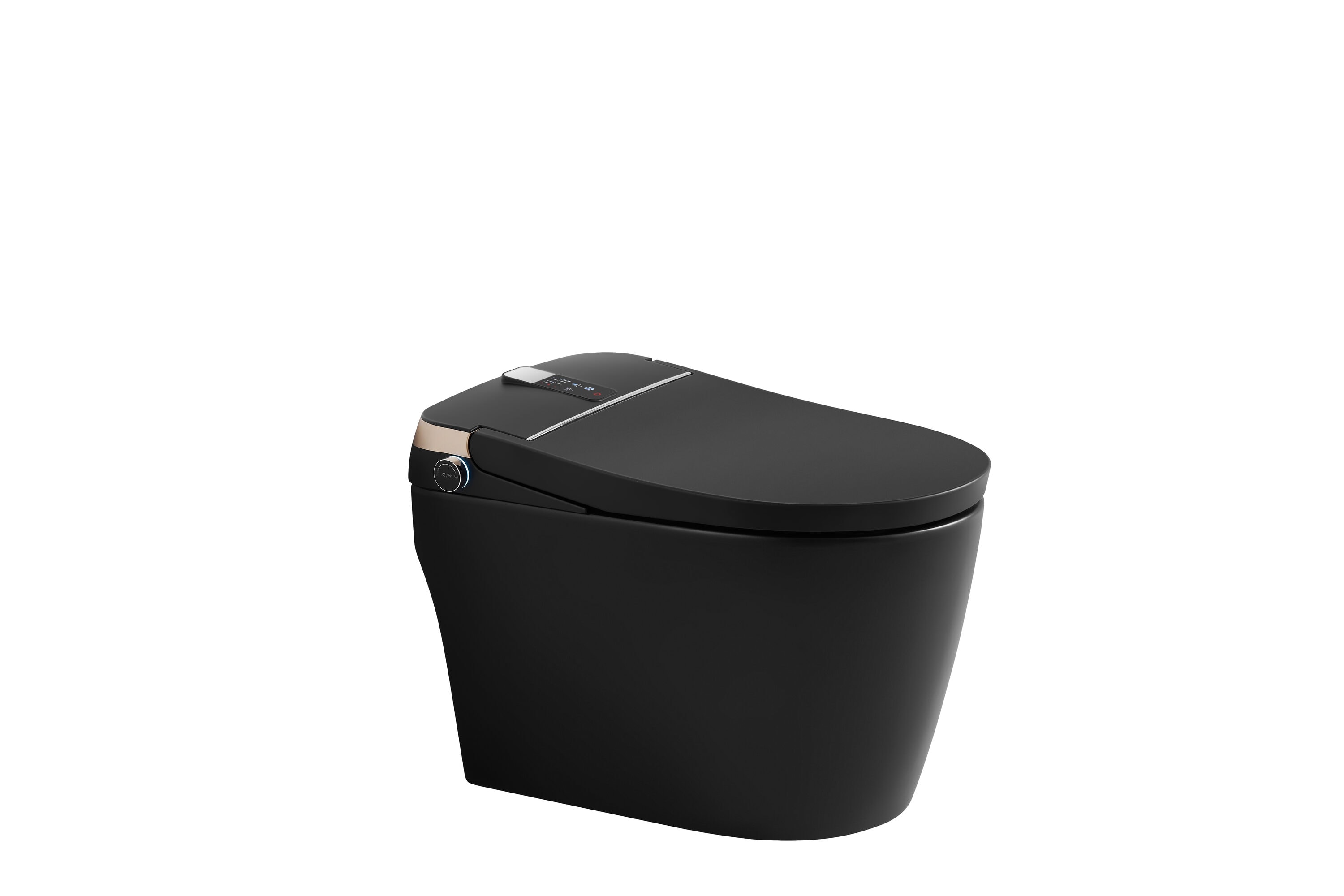 WELLFOR UBSY03MB Black Elongated Standard height 12-in Rough-In Dual Flush Smart Compatible Soft Close 1-piece Bidet Function Toilet