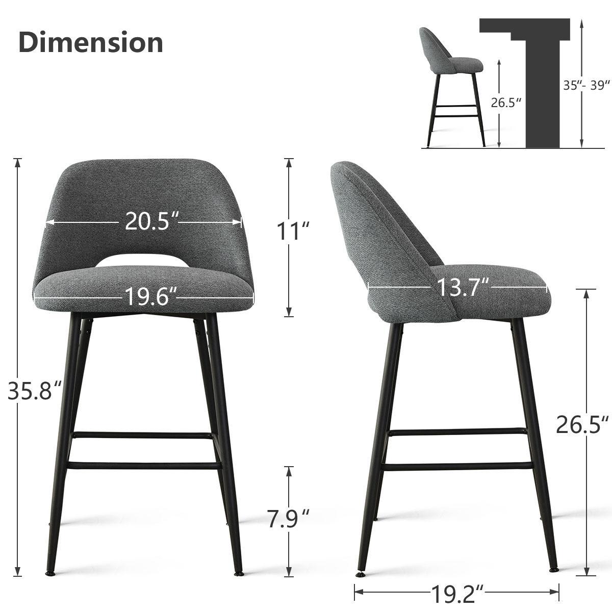 Maison Boucle EDWIN-MIDBAR-DKGR-4 stools - View #3