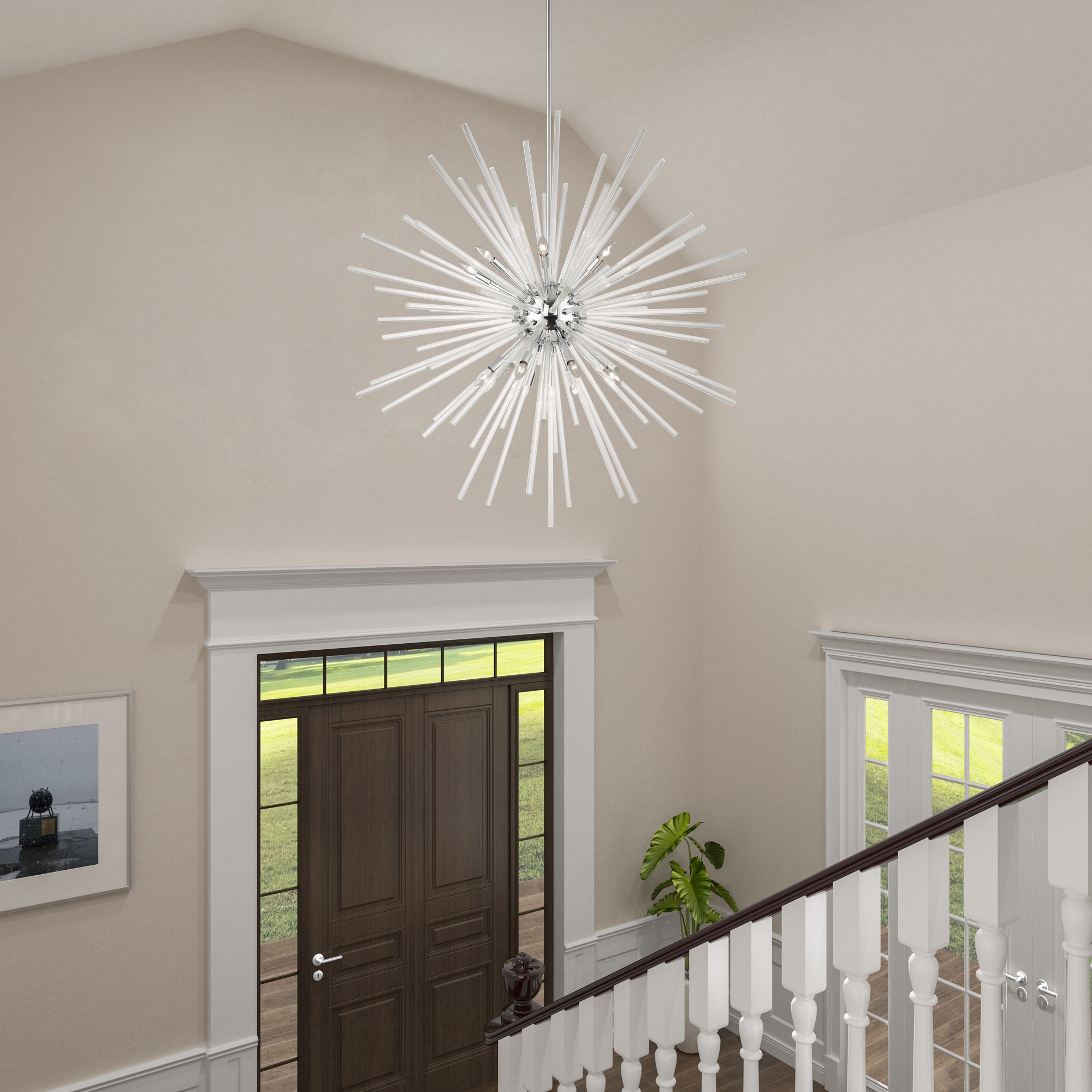 Polished Chrome and Clear Crystal 16-Light Foyer Pendant