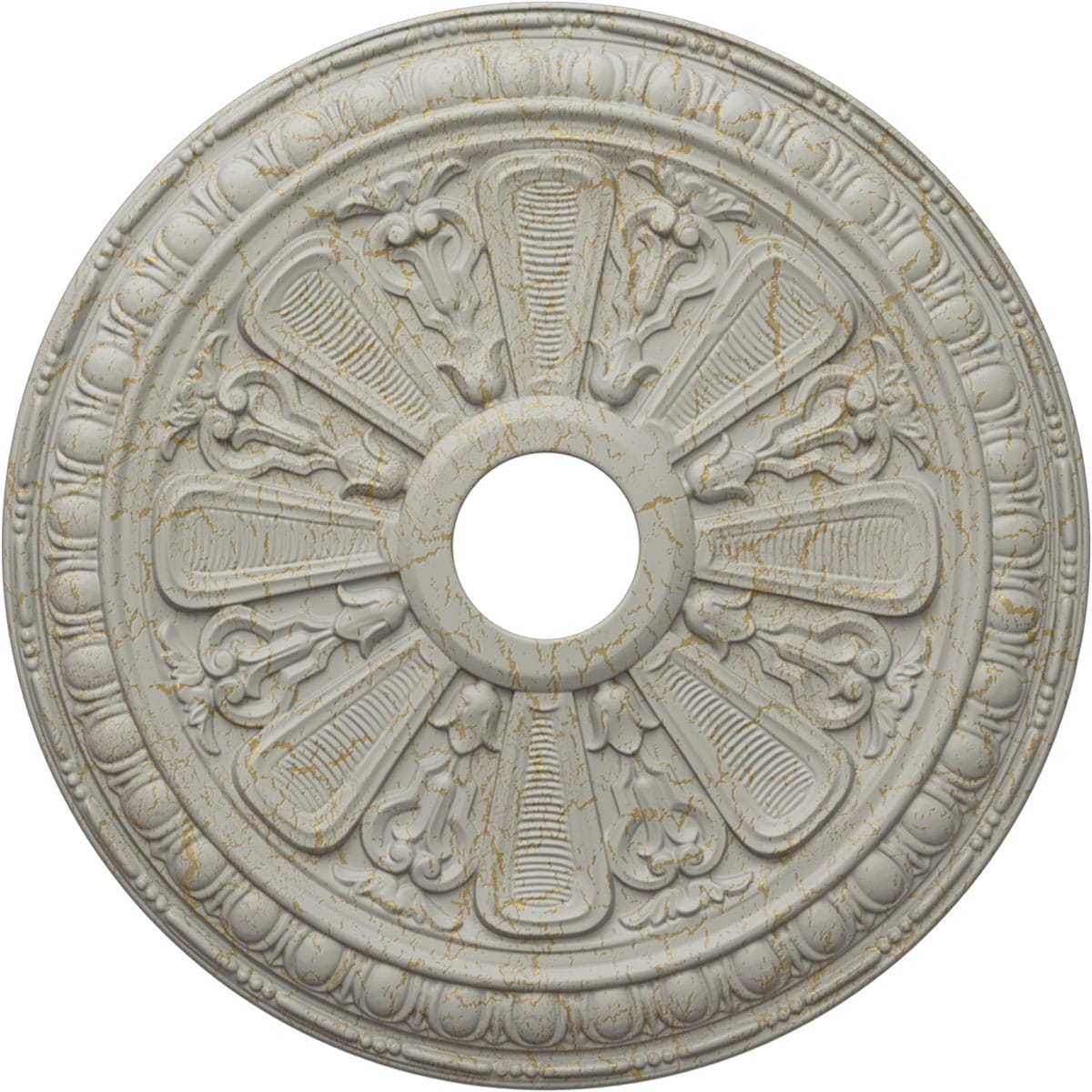 Ekena Millwork CM23BIPCC Bristol 23.5-in W x 23.5-in L Painted Pot Of Cream Crackle Polyurethane Whole Ceiling Medallion