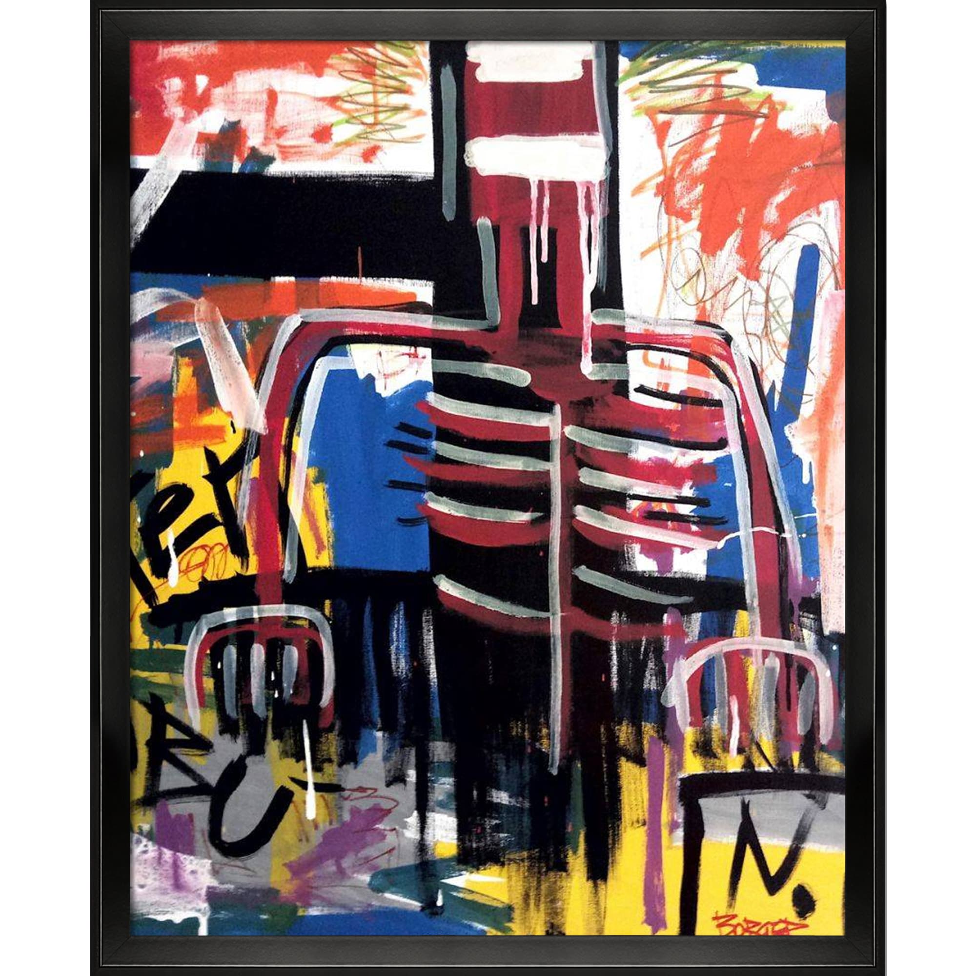 ArtistBe 688576907536 Totem Tabu Noah Borger Black Wood Framed 18.5-Inches H x 22.5-Inches W Abstract Canvas Print