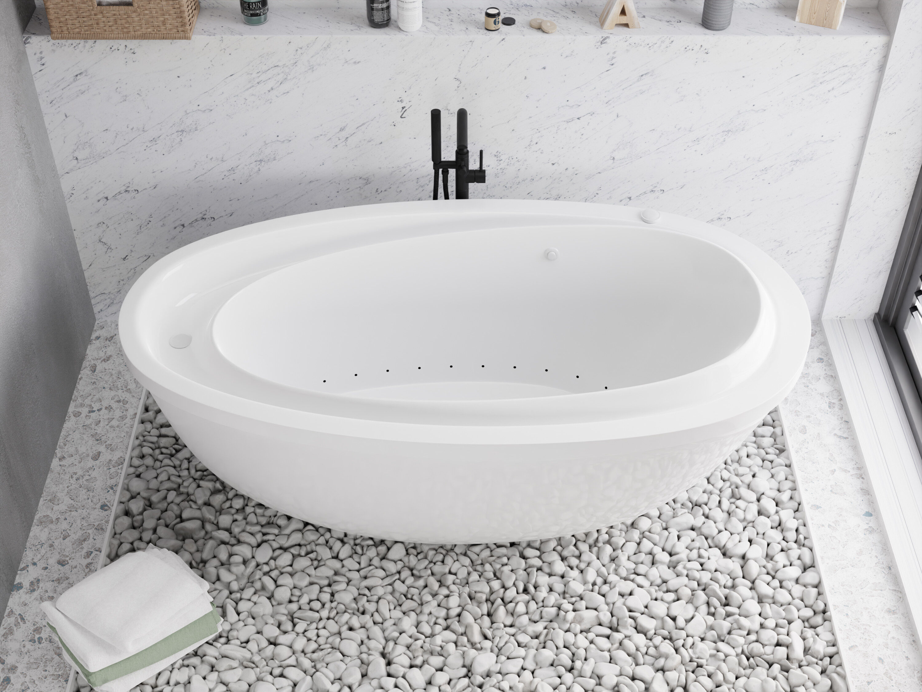 LS SERIES - Maia , Oval Shaped - Acu-Stream Jetted Freestanding Bathtub