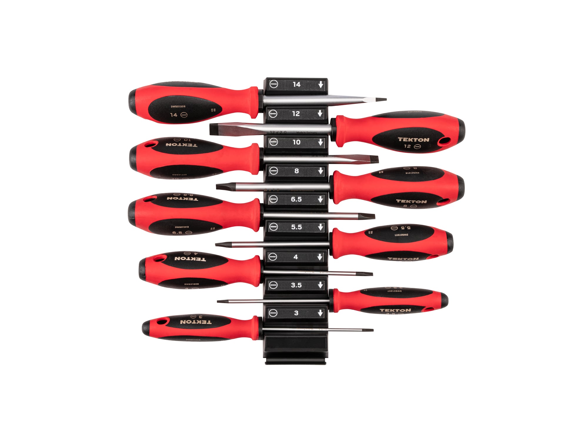 TEKTON Red 4 to 14mm (8 Inch Shaft) 9 -Piece 4-in Slotted Screwdriver Set #DWS90100
