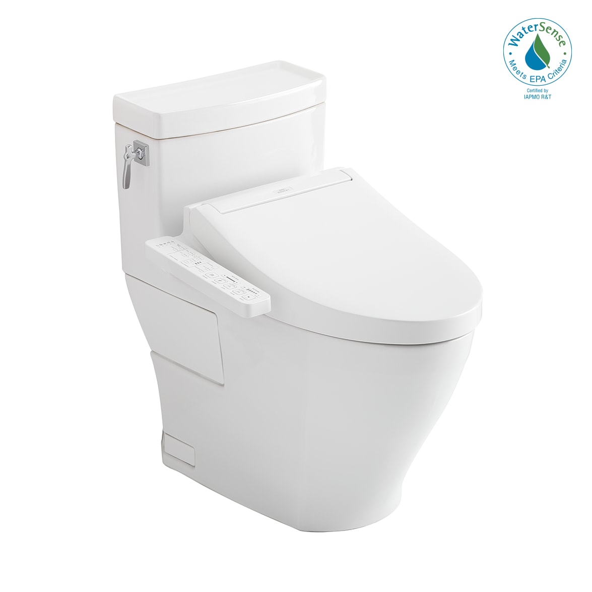 TOTO MW6263074CEFG-01 Washlet+ Cotton White Single Elongated Standard height Soft Close 1-piece Bidet 12-in Rough-In WaterSense Labeled 1.28 GPF