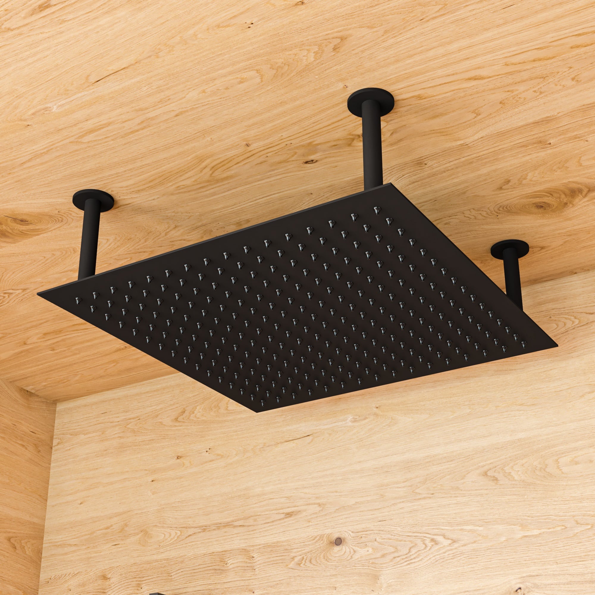 ALFI RAIN24S-BM Black Matte 24-in Square Fixed Rain Shower Head 1.8 GPM