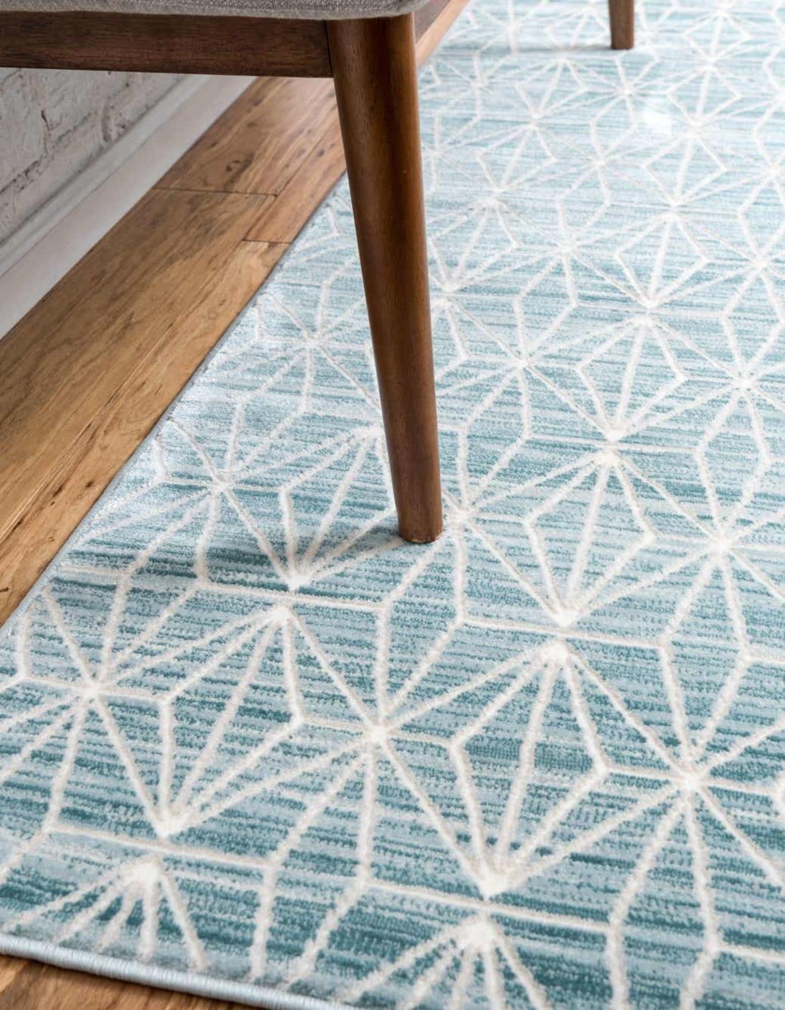 Unique Loom 3186790 Jill Zarin Uptown 3 x 14 (ft) Loomed Polypropylene Blue Rectangular Indoor Geometric Mid-Century Modern Runner