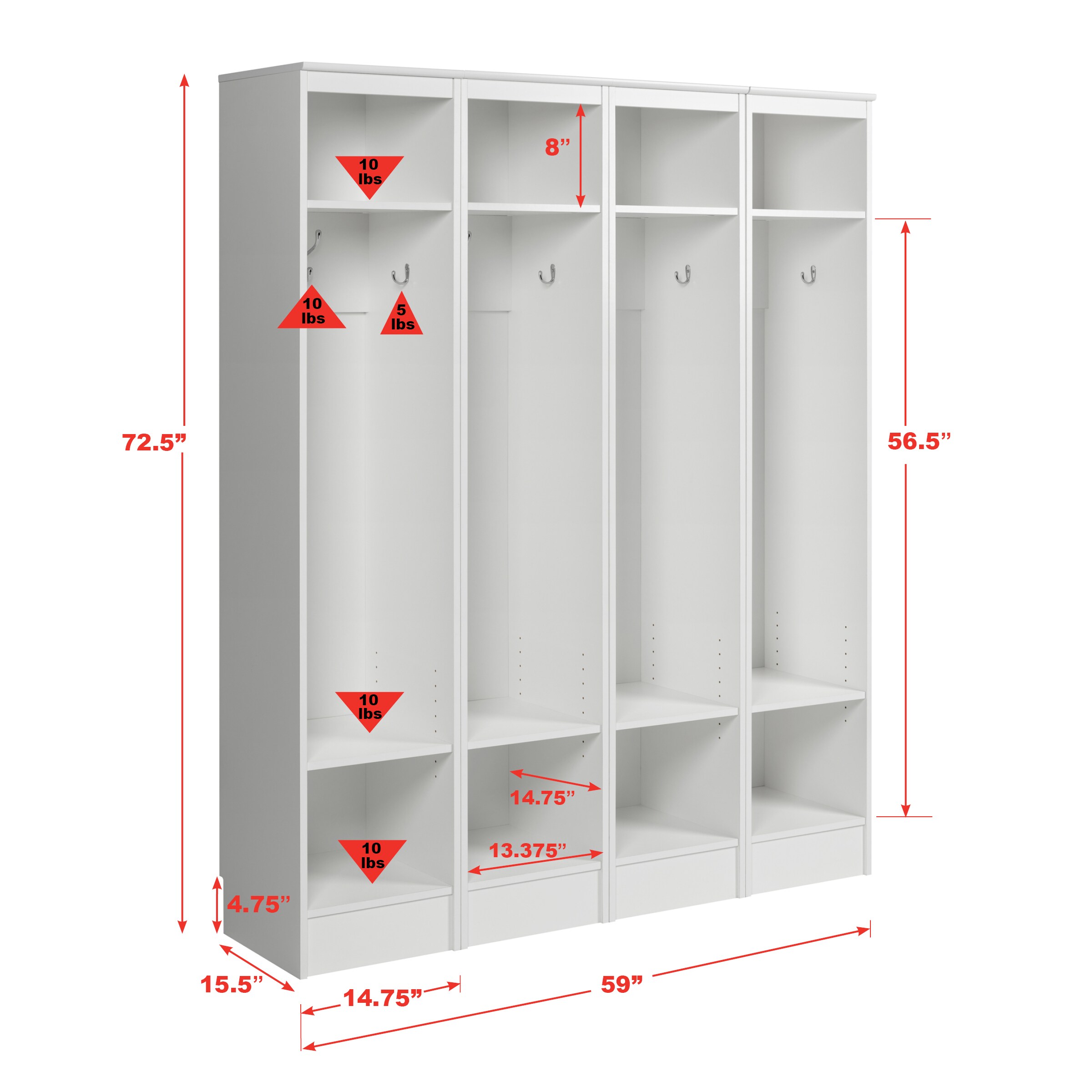 Prepac Narrow Entryway Organizer , White - Set of 4 in the Hall Trees ...