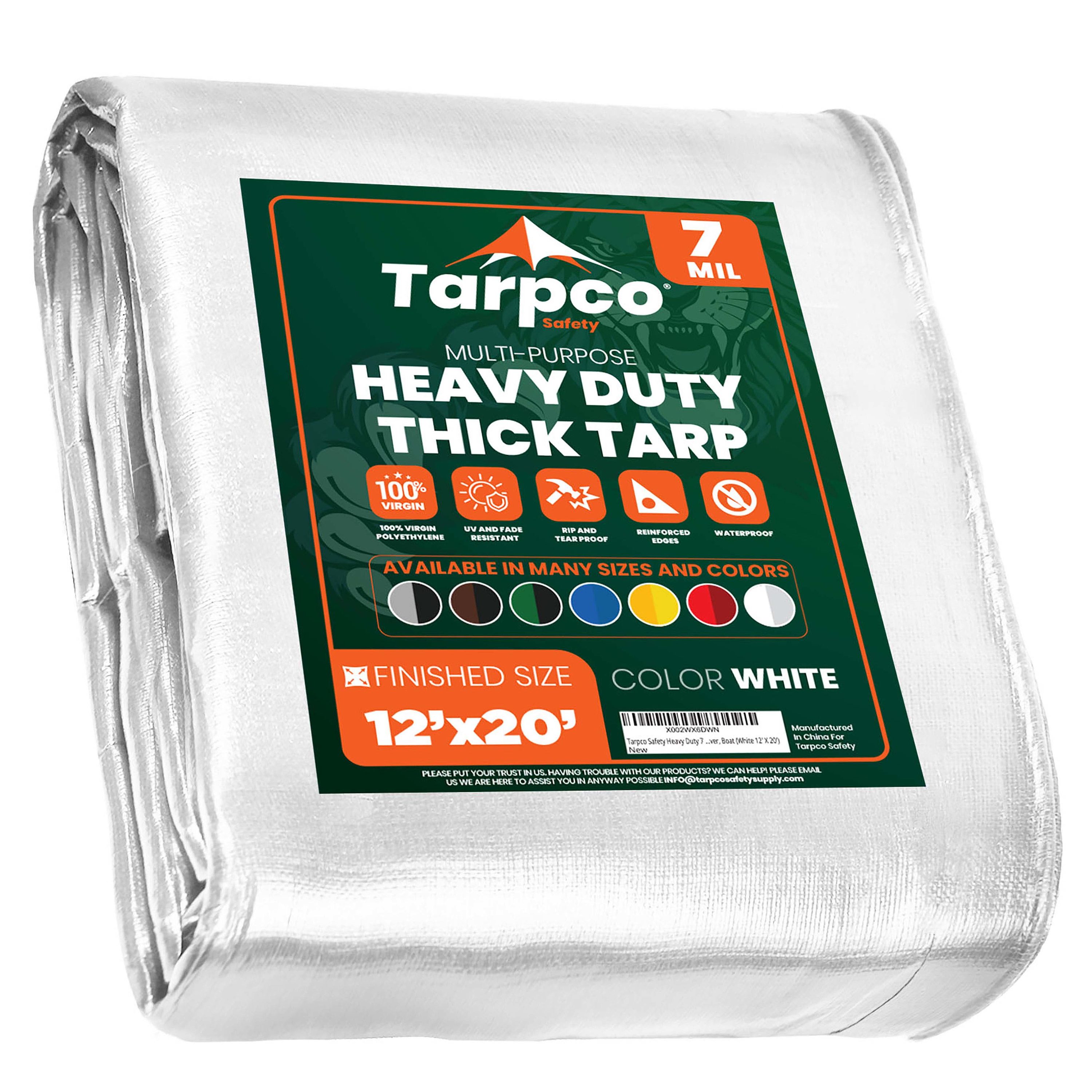 Tarpco Safety TS-204-12X20 12-ft x 20-ft White Waterproof Commercial Polyethylene 7-Mils Tarp