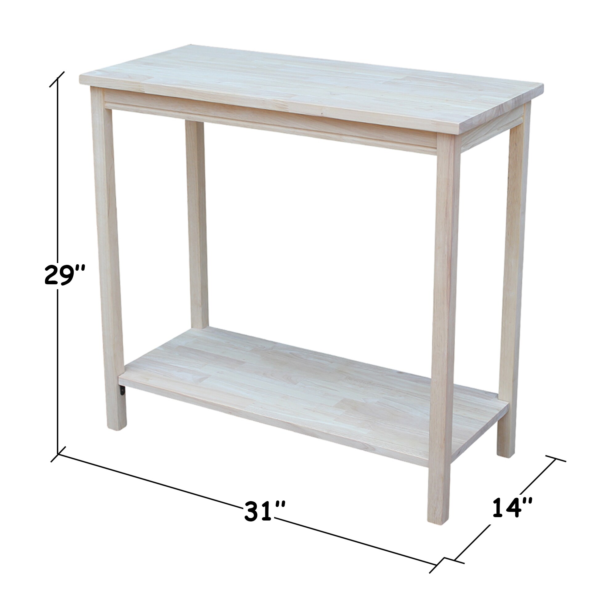 Parawood Unfinished Accent Storage Table - 33.1" L x 17.7" W