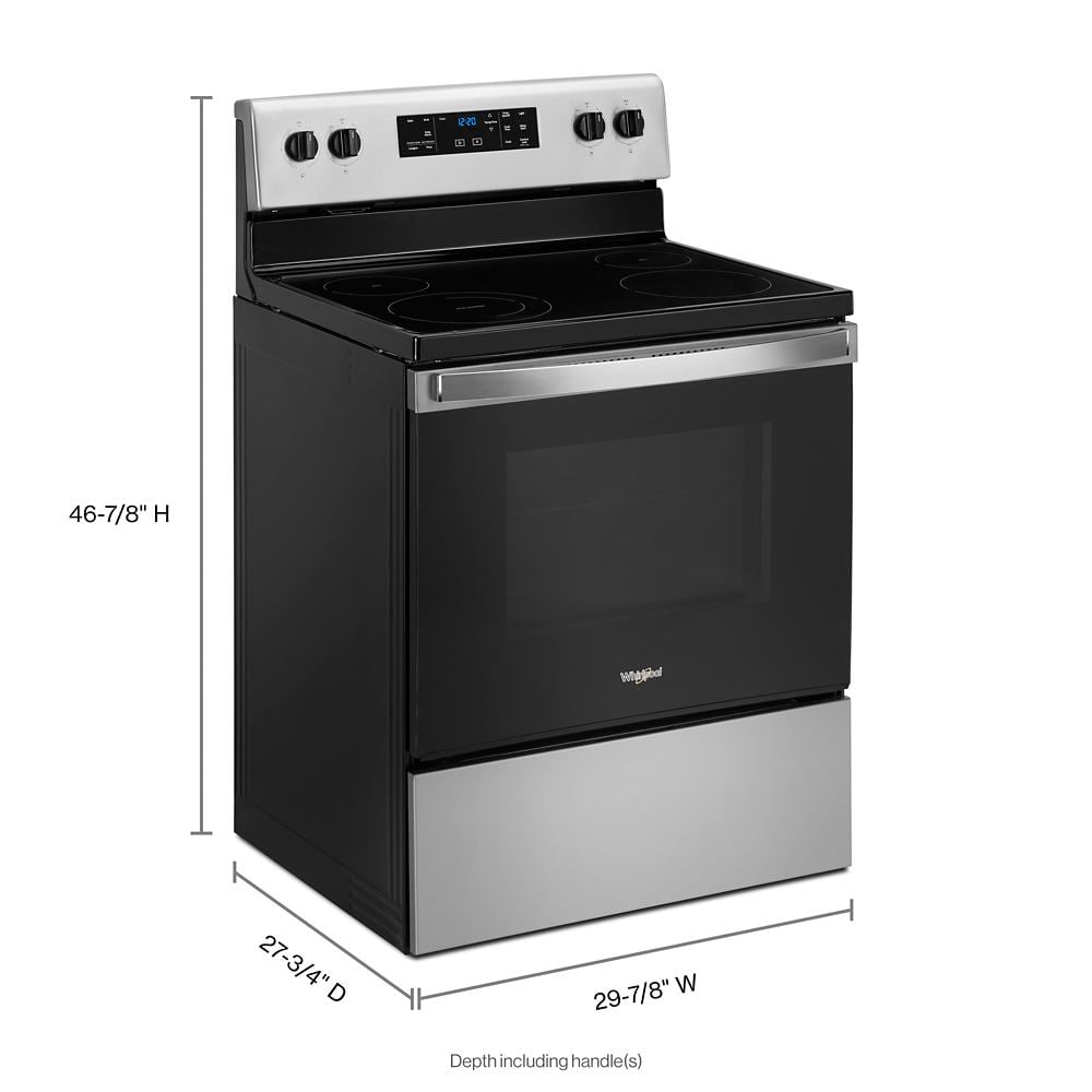 Whirlpool 30-in Glass Top 4 Burners 5.3-cu ft Self-Cleaning Freestanding  Electric Range (Stainless Steel) in the Single Oven Electric Ranges  department at