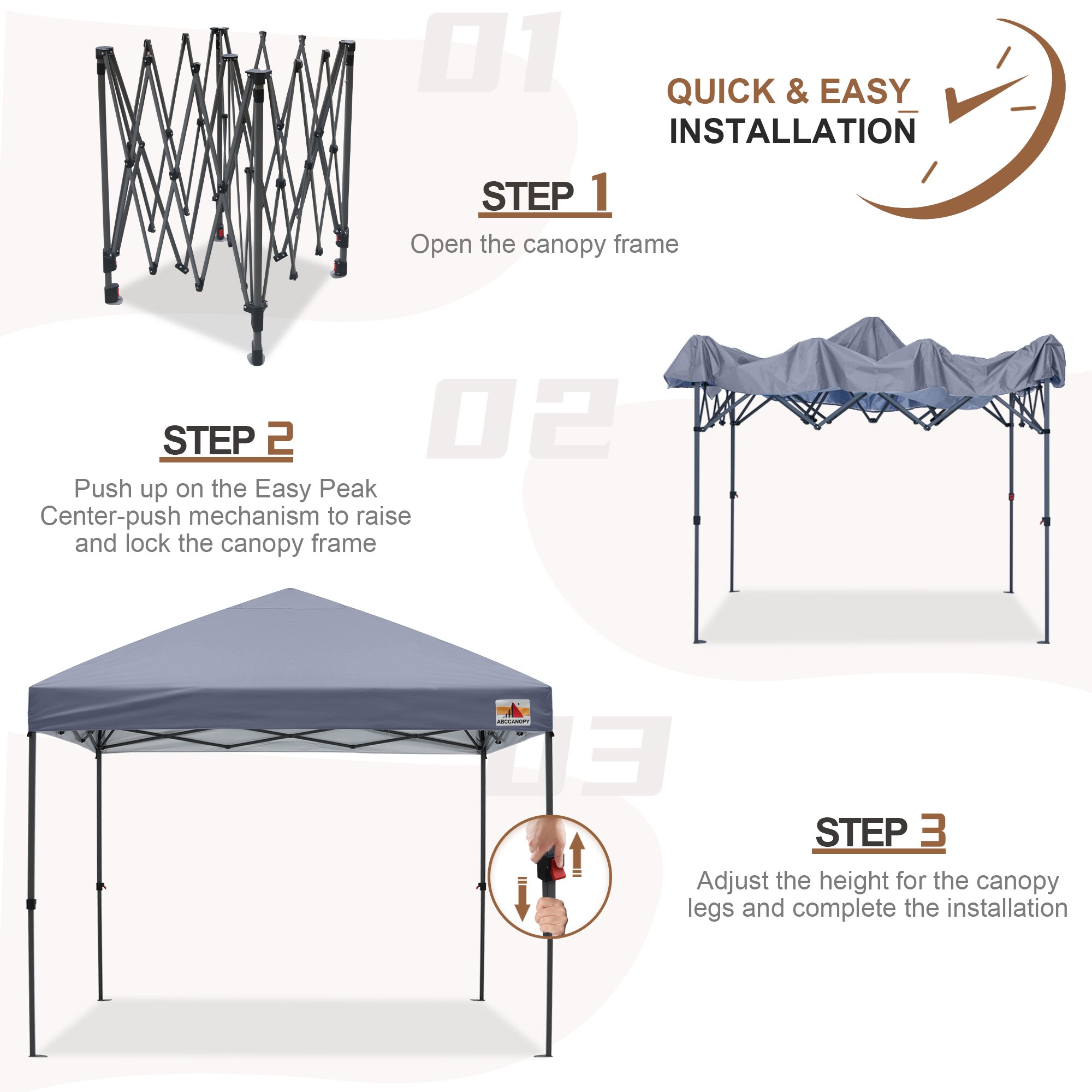 ABCCANOPY 12-ft x 12-ft Square Gray Pop-up Canopy in the Canopies ...