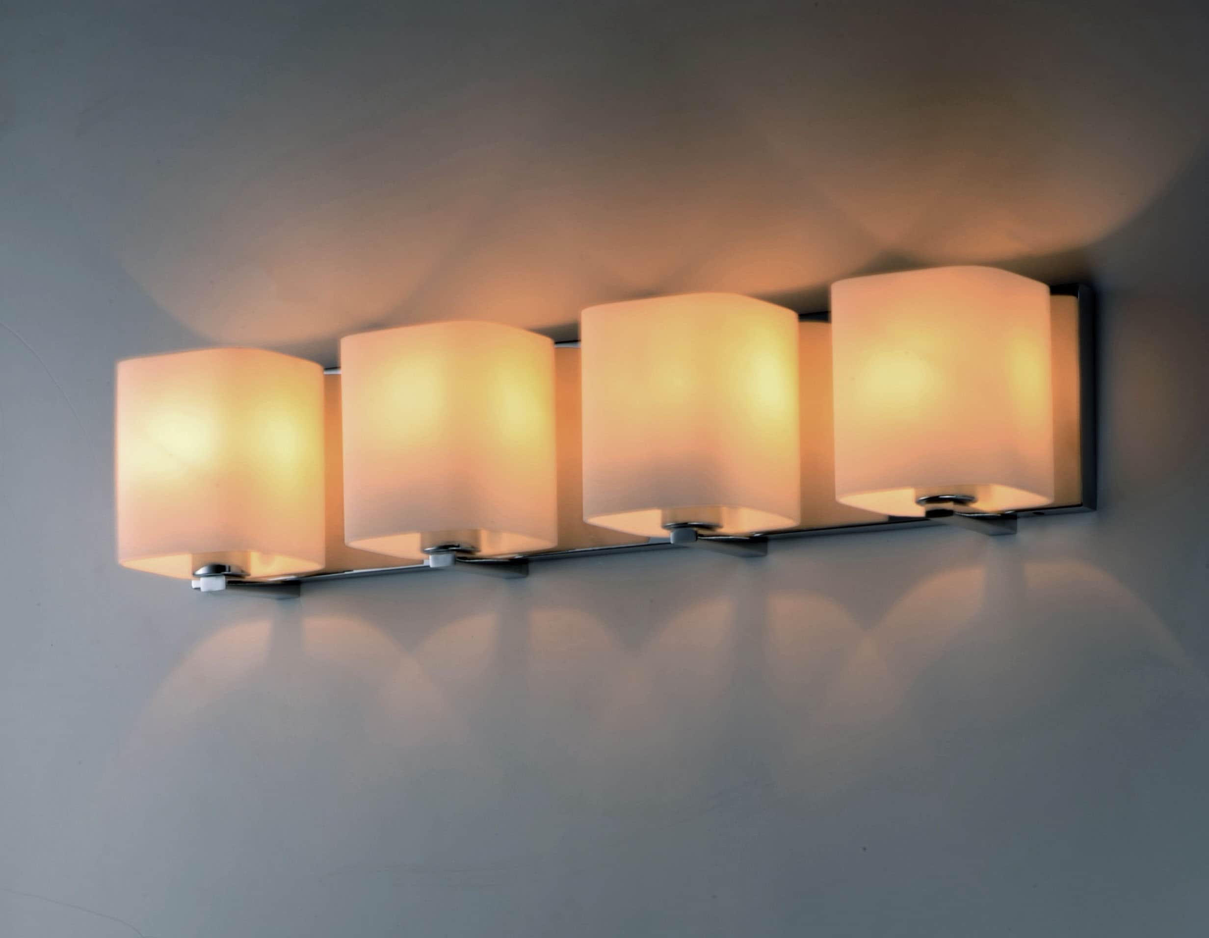 Polished Chrome 4-Light Vanity Fixture with Satin White Glass
