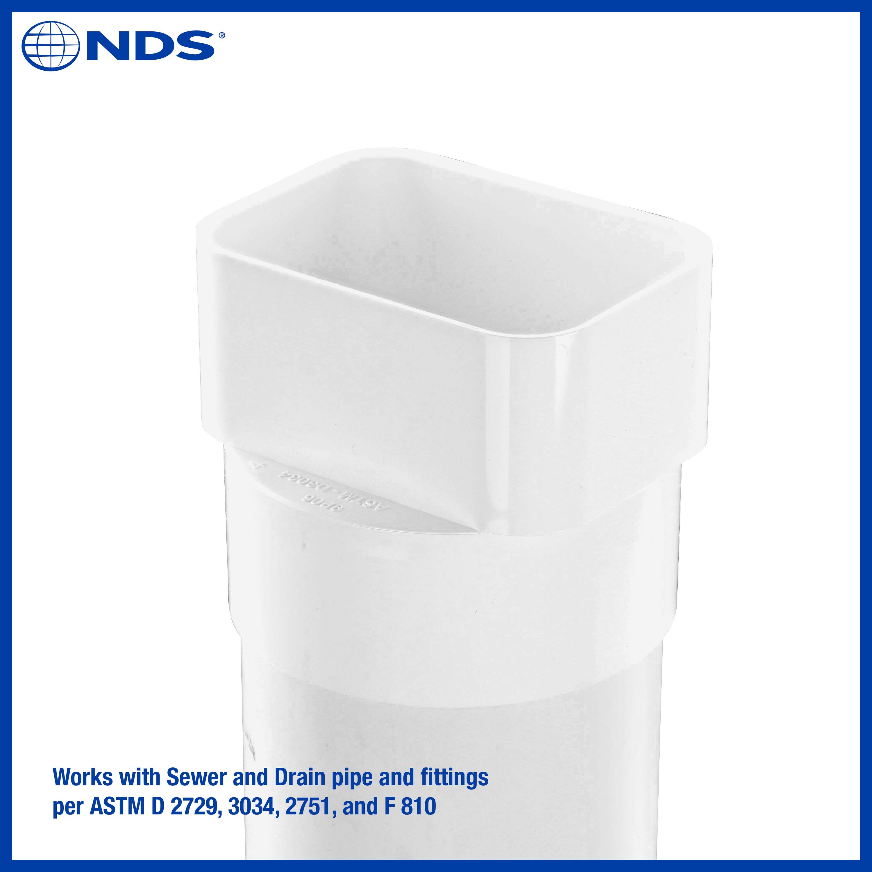 NDS PVC Downspout Adapter, 3X4 in. Downspout X 4 in. Sewer and Drain ...