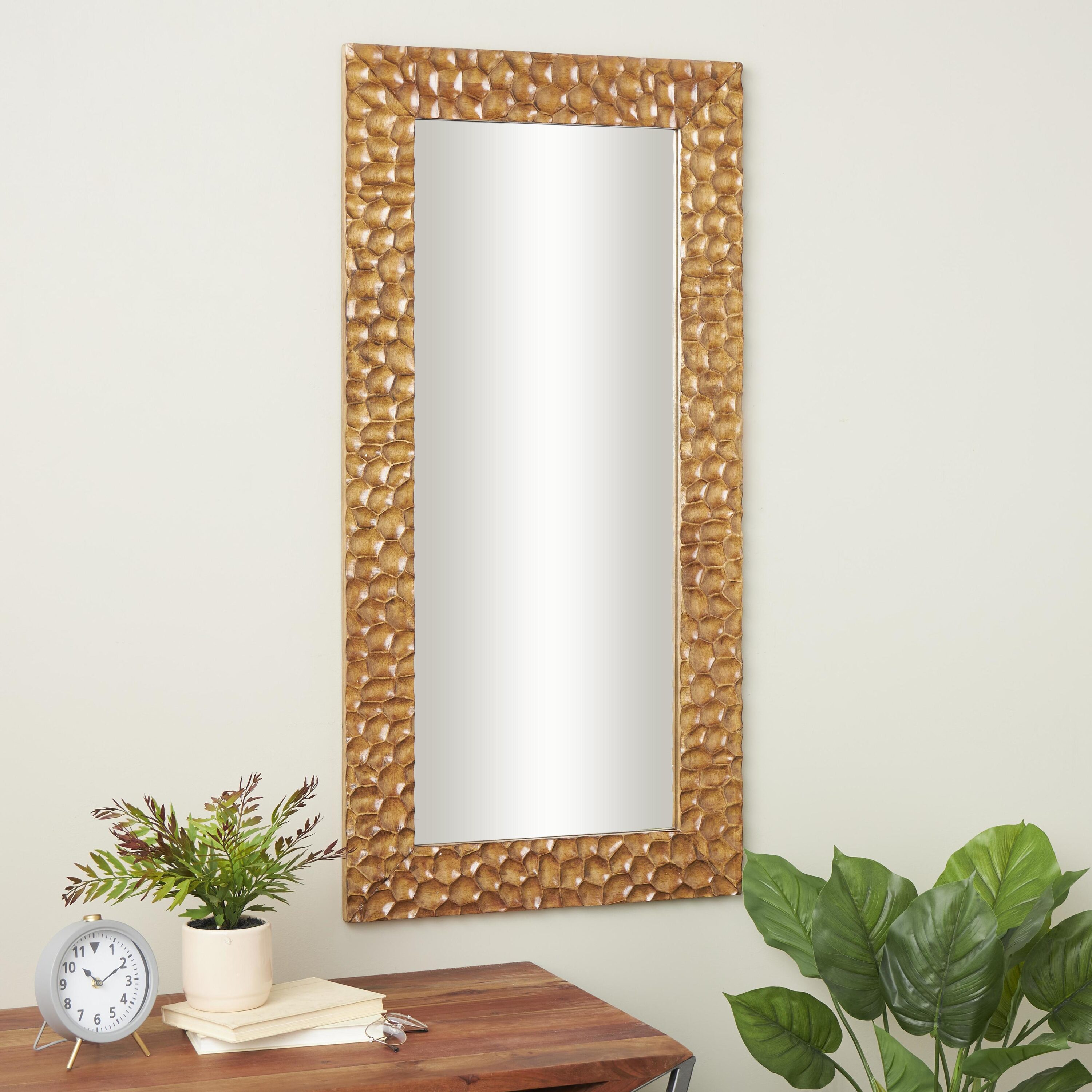 Grayson Lane 823107 23.6-Inches W x 47.8-Inches H Rectangle Brown Concave Honeycomb Framed Full Length Wall Mirror