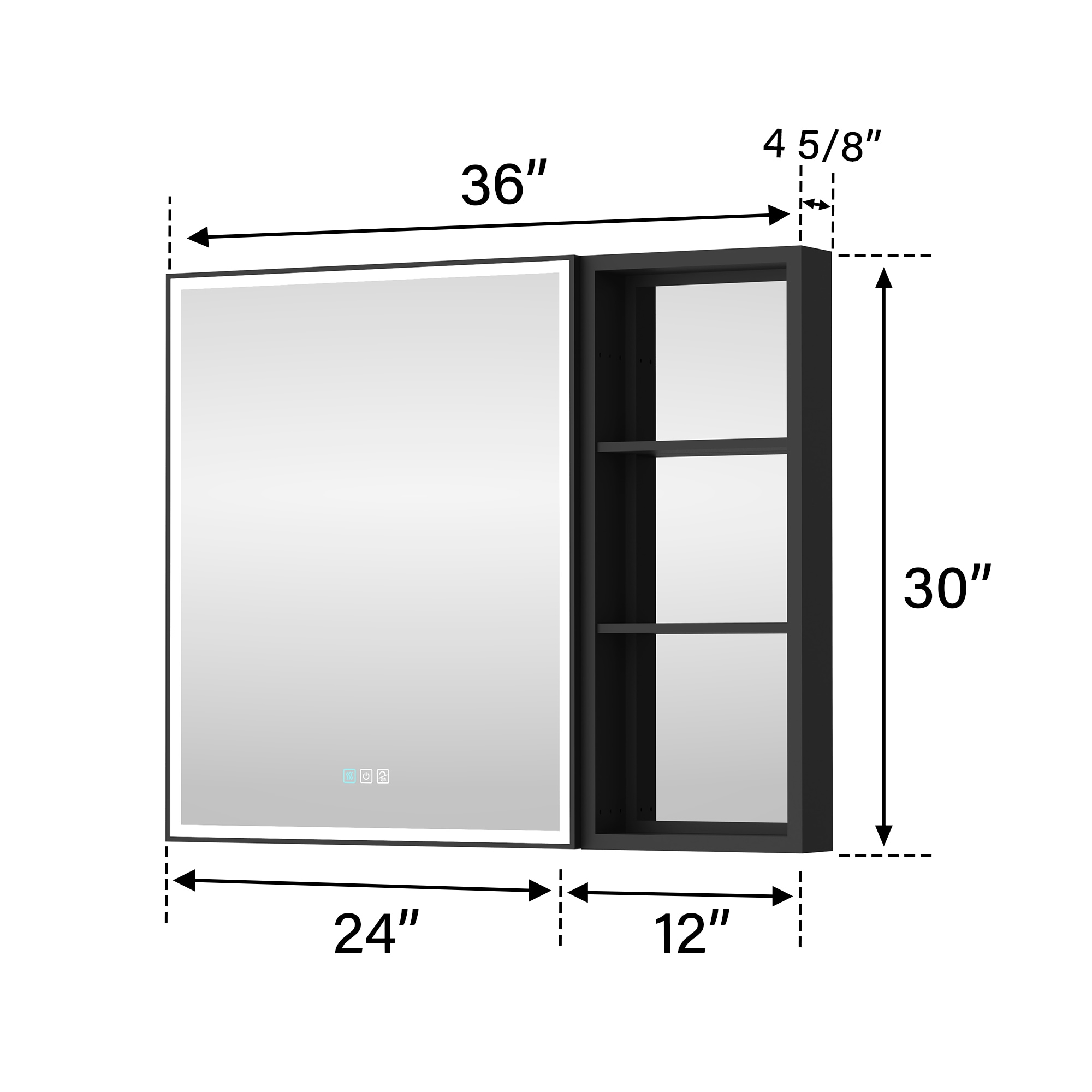WELLFOR 36-in x 30-in Lighted LED Fog Free Surface Mount Aluminum Mirrored Soft Close Medicine Cabinet with Outlet
