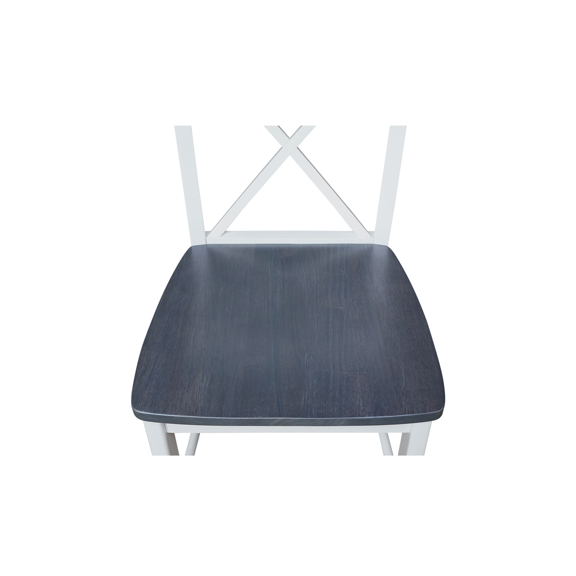 Elegant X-Back Solid Parawood Counter Stool, White and Heather Gray