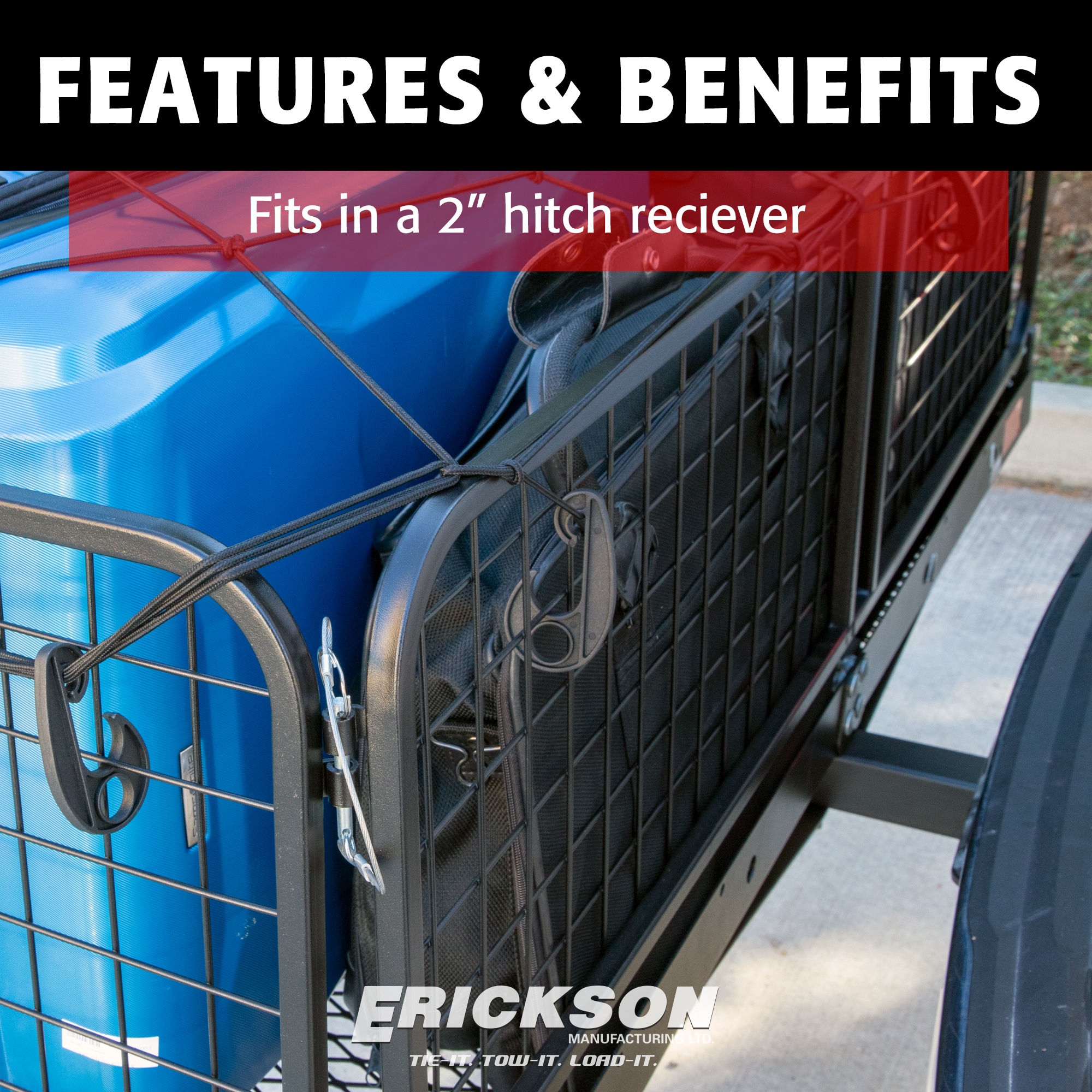 Erickson Carrier 33 in L x 22 in W x 6 in H Steel Hitch Cargo Basket in the Cargo Carriers department at Lowes