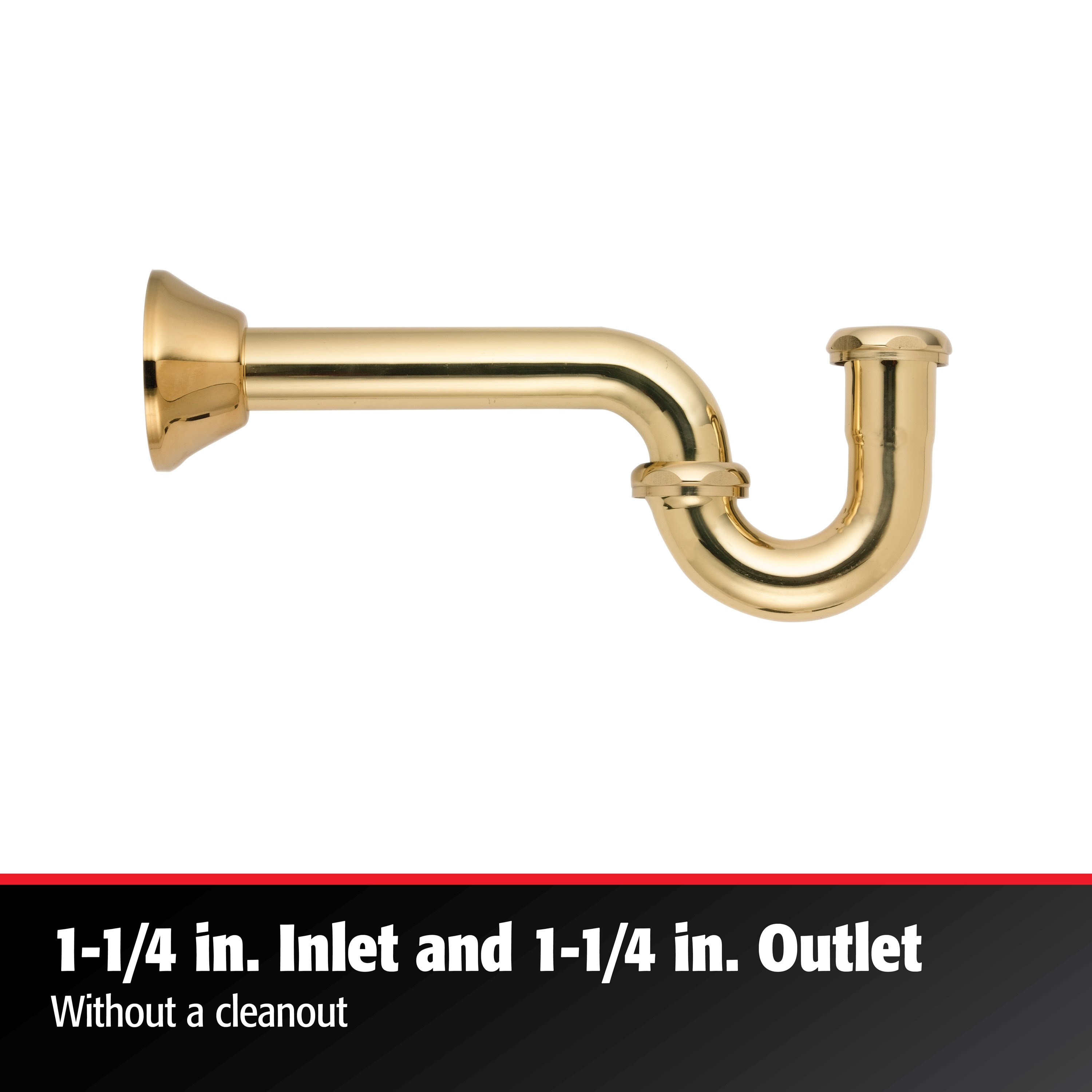 Polished Brass 1-1/4" Slip-Joint P-Trap for Potable Water