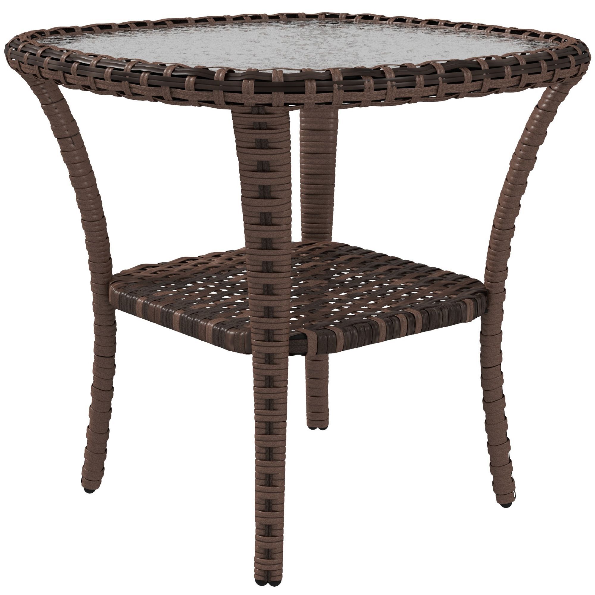 Miki Shinly AB-4029-112JJ Rattan Coffee Table Square Rattan Outdoor Coffee Table 19.7-in W x 19.7-in L