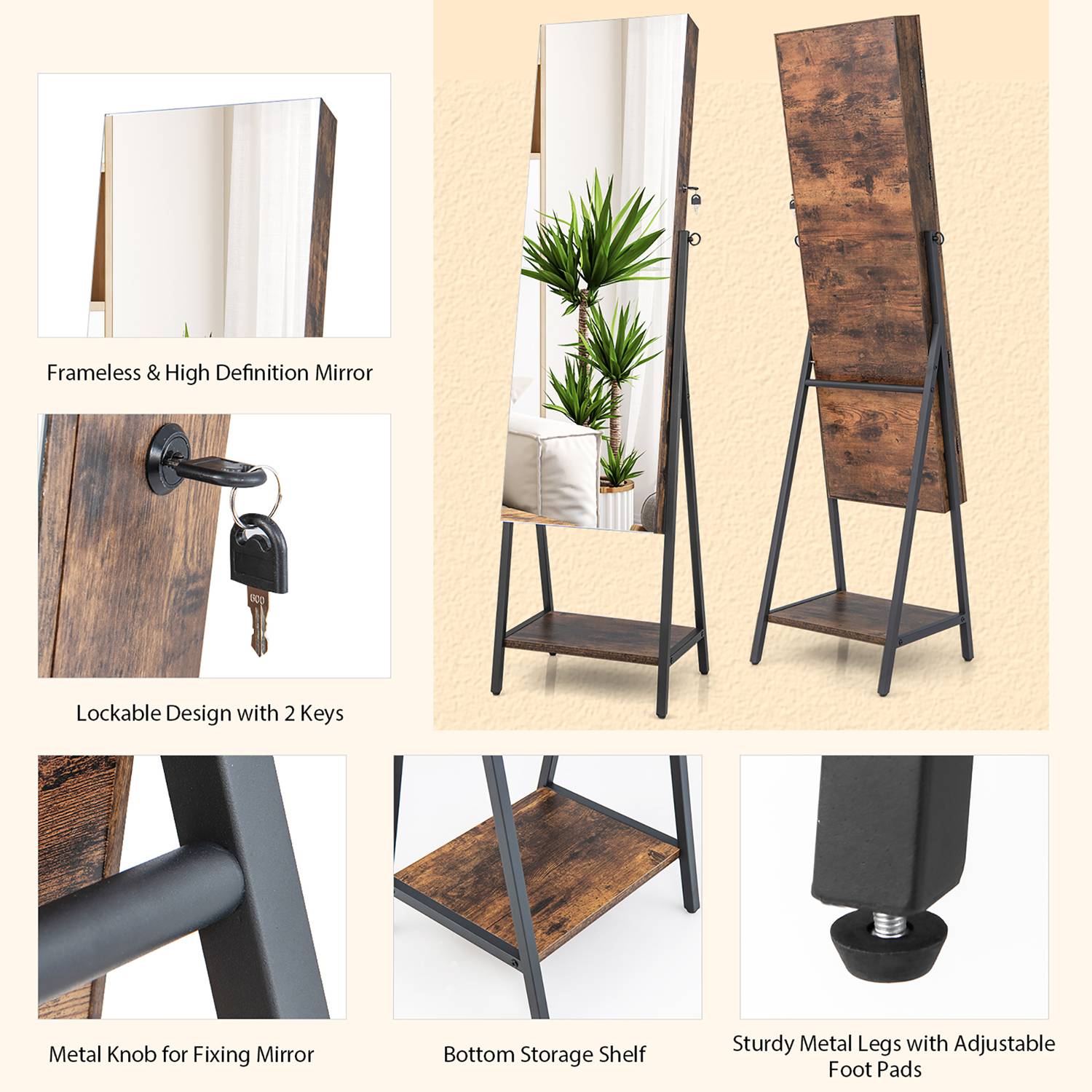 Costway CSHY000173 Jewelry-Armoires - View #7