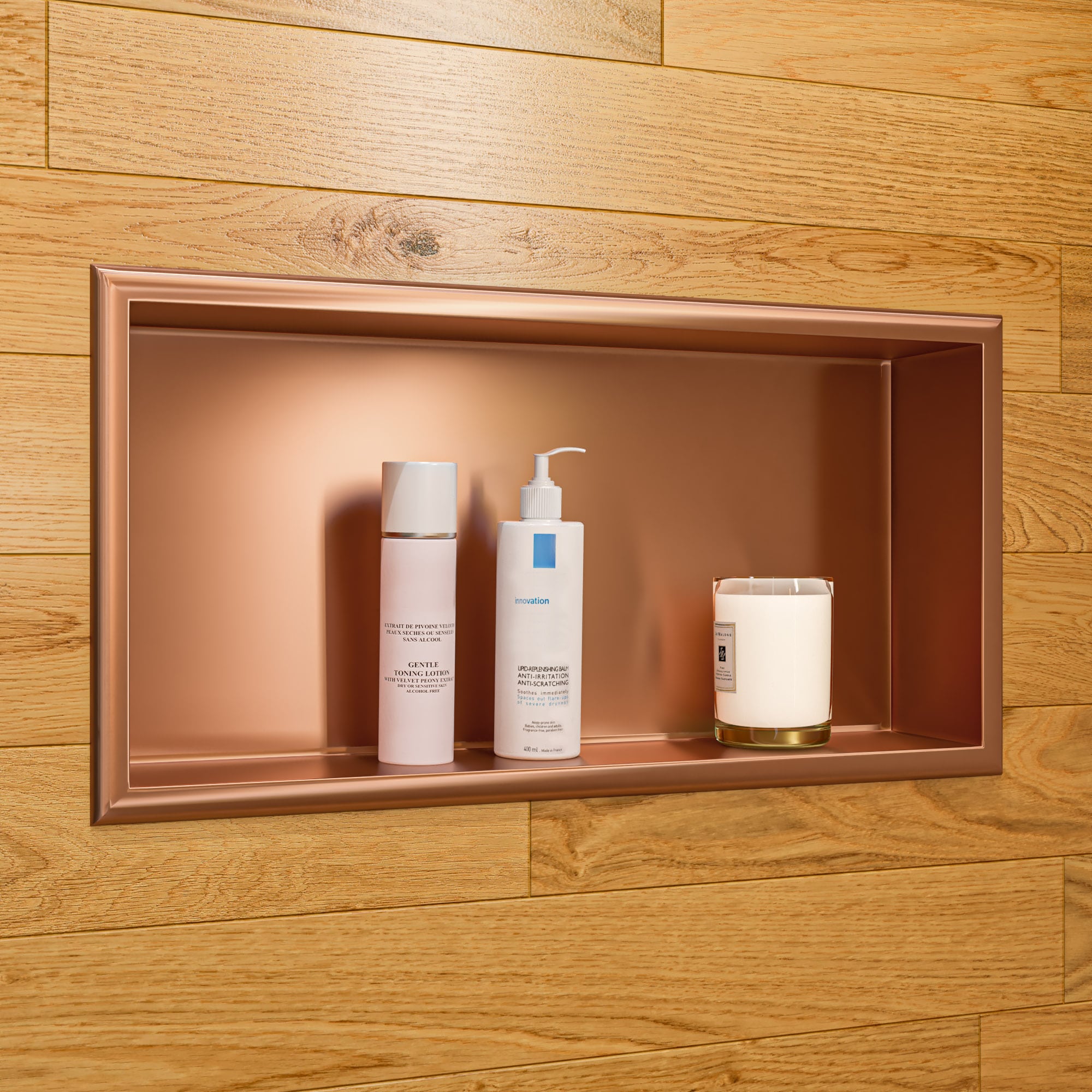 ALFI ABNP2412-BC Shower Niche Brushed Copper Stainless steel Wall mount Bathroom Shelf ( 24-in x 12-in x 4-in )