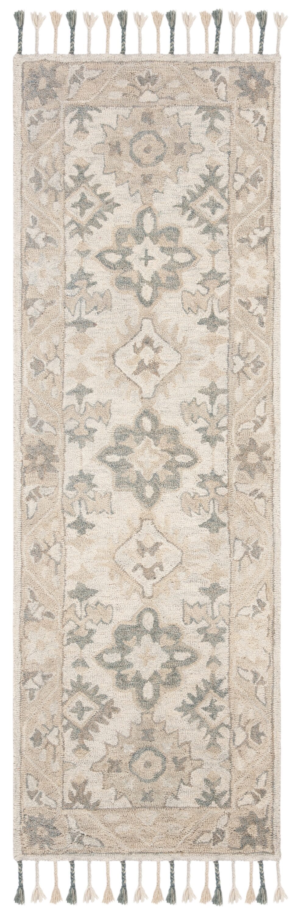 Gray Geometric Handmade Wool Runner Rug