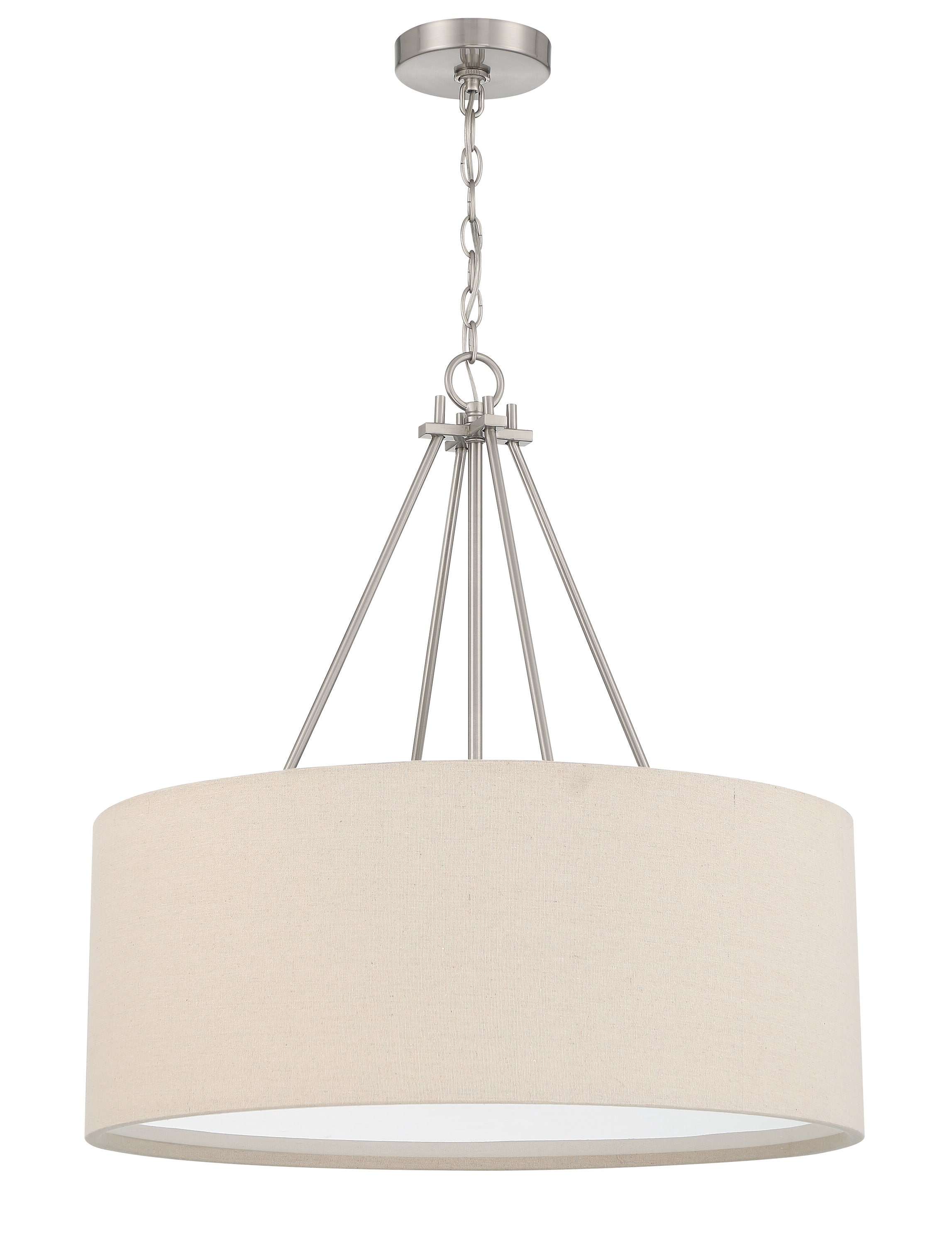 Craftmade 56594-BNK Duke 3 -Light Brushed Polished Nickel Traditional Drum Large Hanging Pendant light