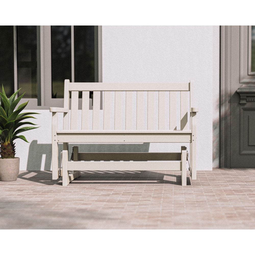 POLYWOOD TGG48SA Traditional Garden 2 -person Sand HDPE Outdoor Glider