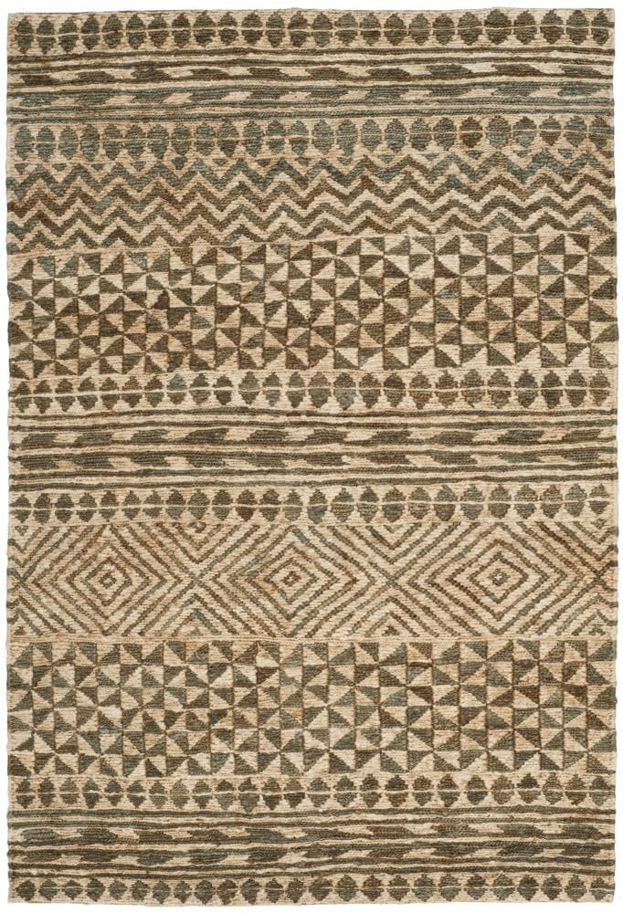 Handwoven Slate and Natural Geometric Jute Area Rug 5' x 8'