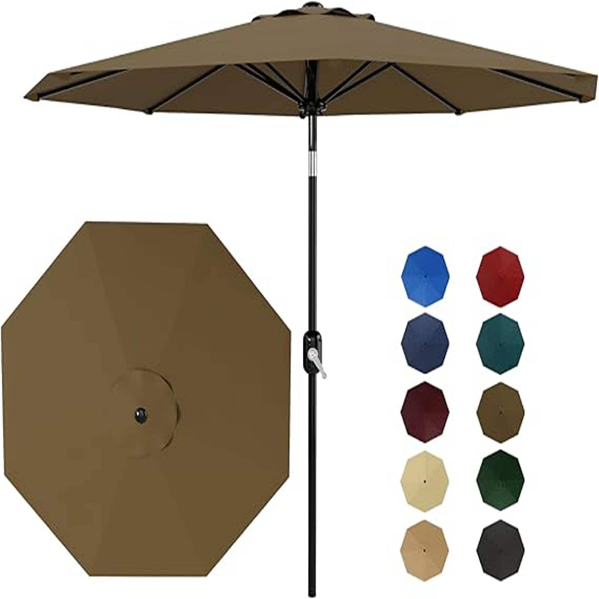 Qeetex LSHQQPPG-333JT8DH 9FT Patio Umbrella with Crank Lift  Push Button TiltWithout light Taupe