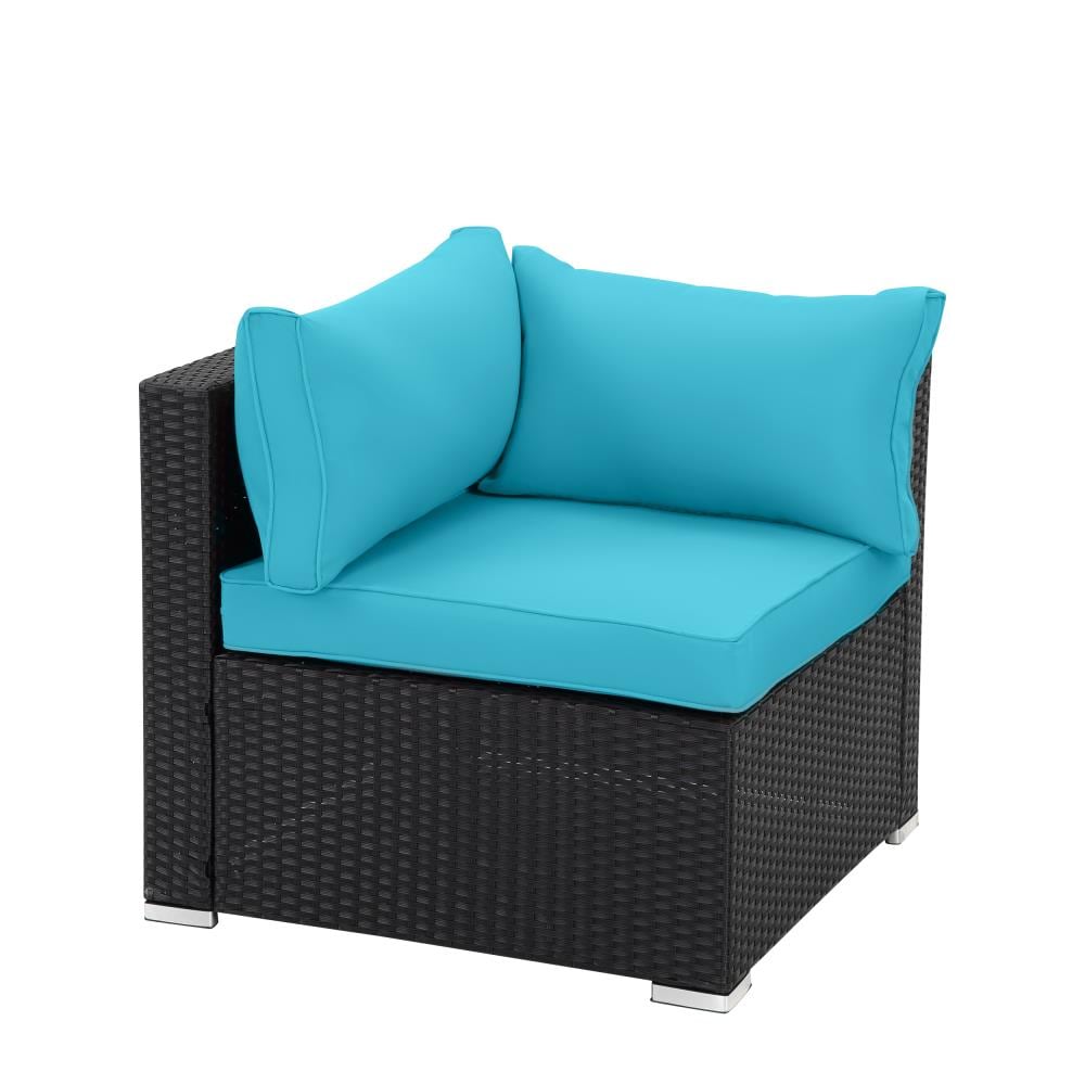 CASAINC CN7101-1+1-BL Rattan Patio Sofa Conversation Set with Blue