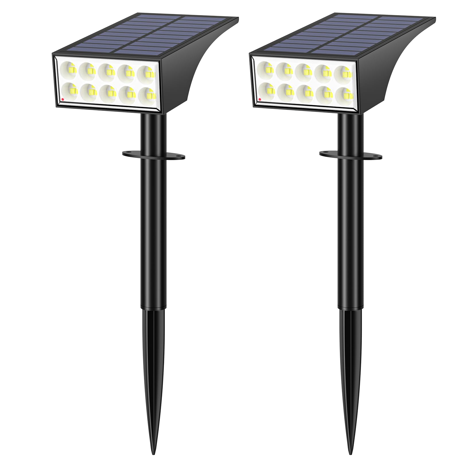 AKSCYZM  Solar Spot Lights Outdoor Waterproof 2 Pack LED Landscape Lighting 4 Modes Auto On Off Cool White for Yard Garden Pathway Wall