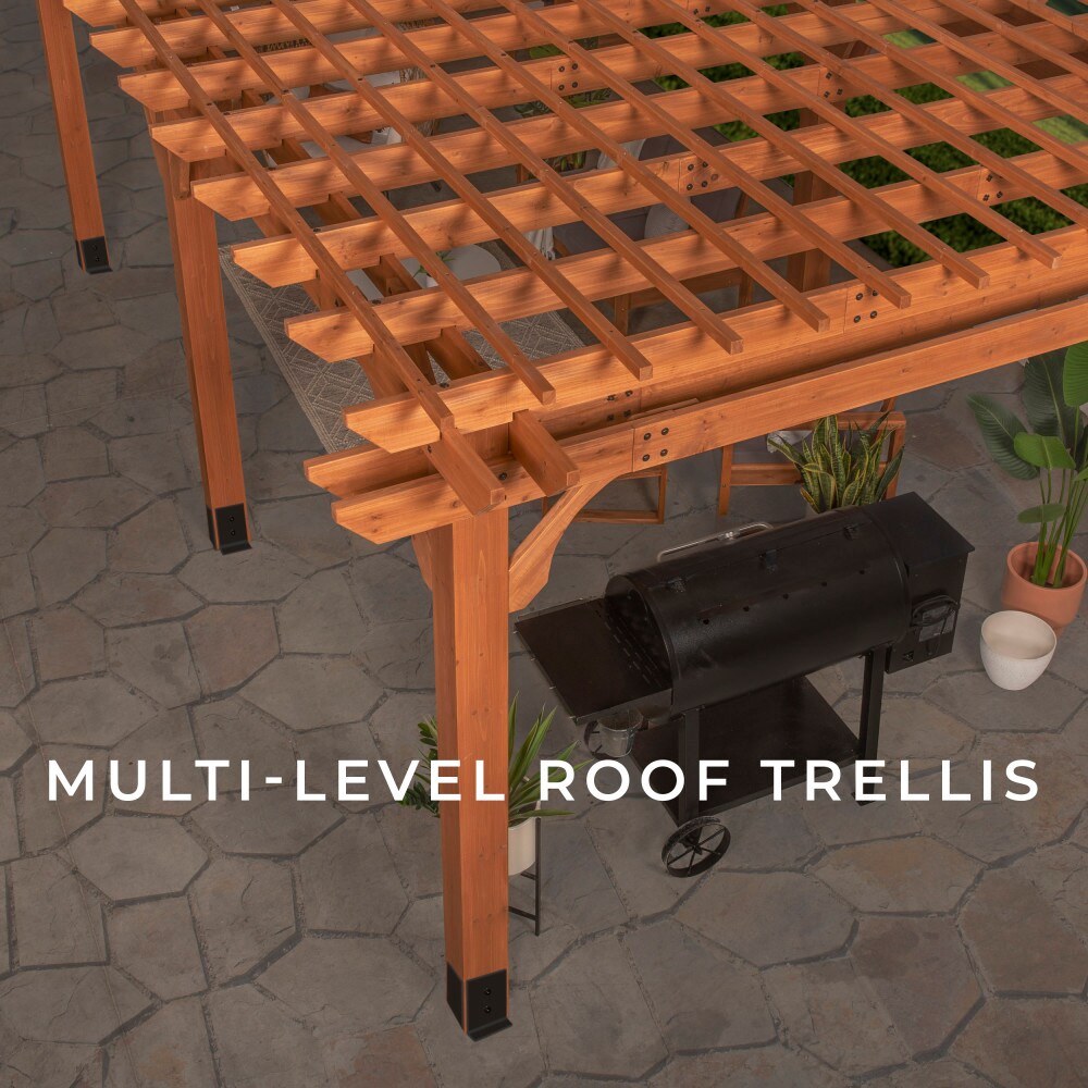 Beaumont 24' x 12' Cedar Wood Patio Pergola with Trellis Roof