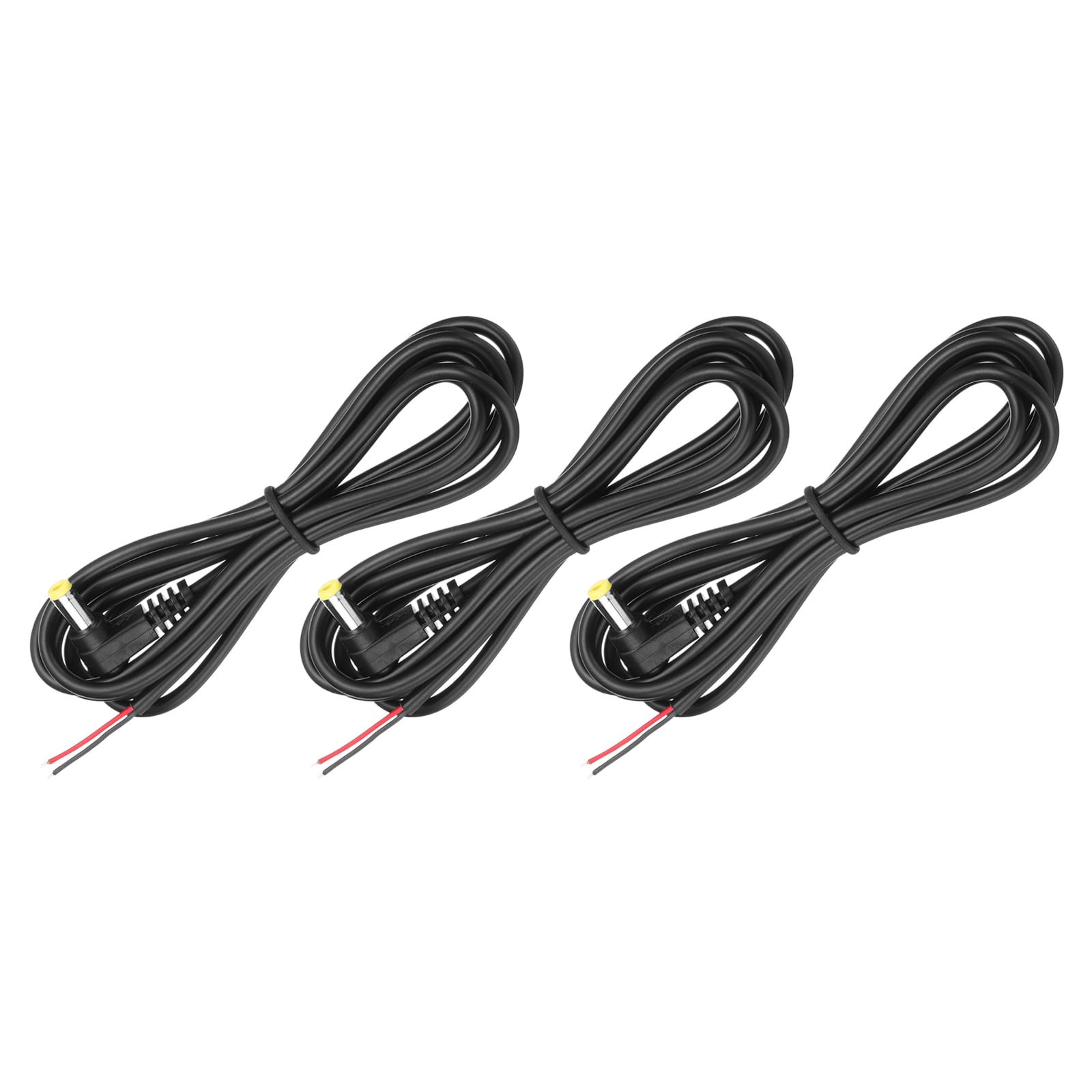 Unique Bargains 3pcs Replacement 5.5mm x 2.1mm Right Angle 90 Degree DC Power Male Plug Jack to Bare Wire Open End Connector Adapter Pigtail Power Cable Cord for DC Surveillance Camera 1.5m