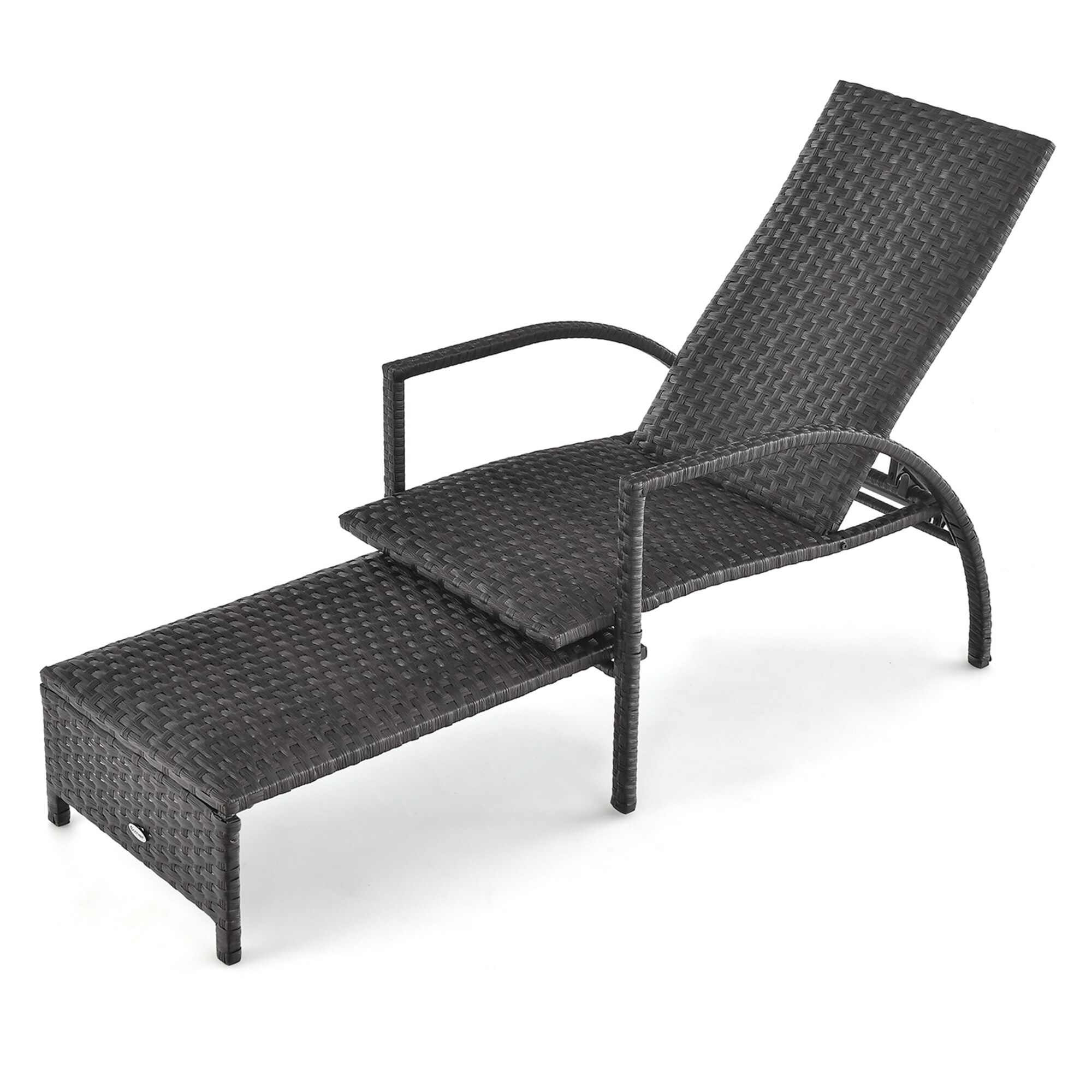 Costway NP10986BN Rattan Frame Chaise Lounge Chair with