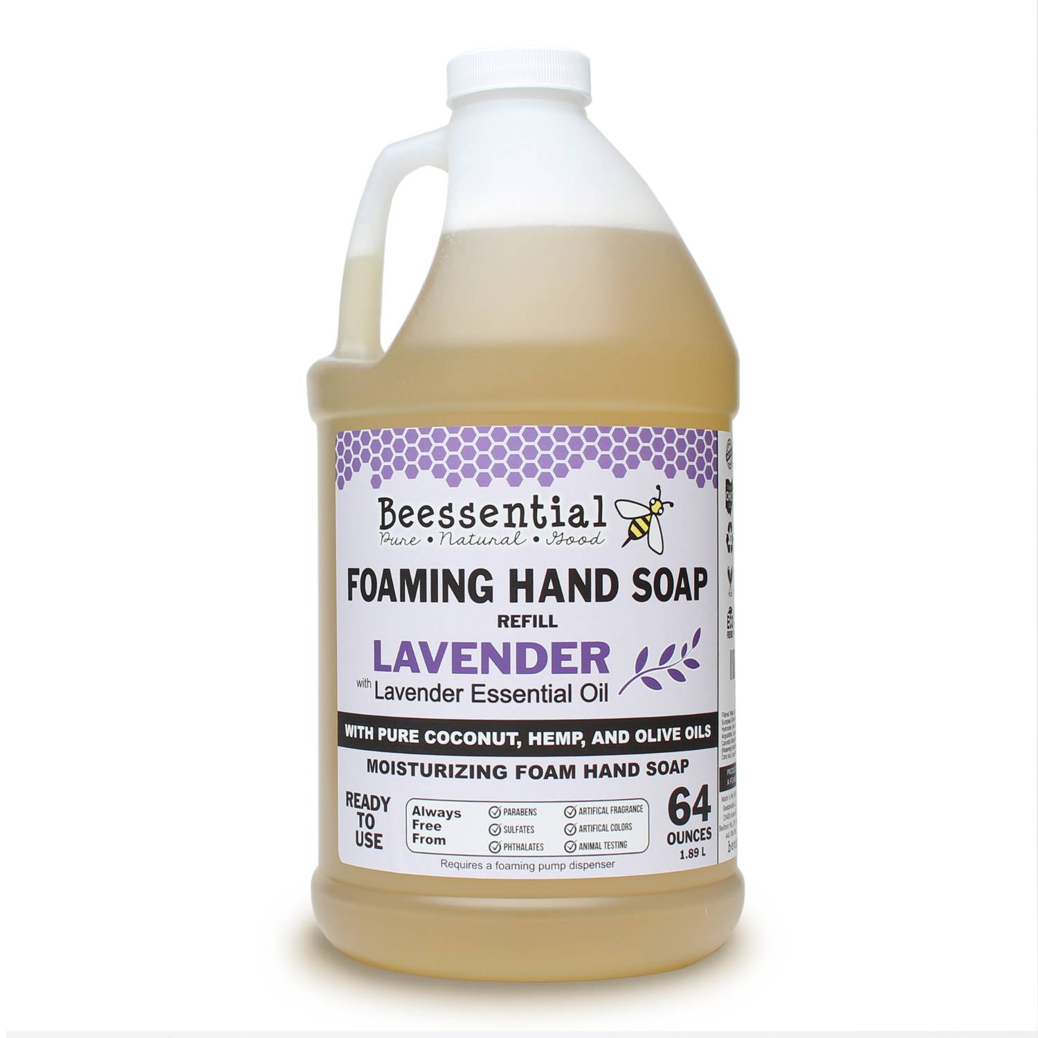 Lehman's 100061332 Beessential Foaming Hand Soap Refill Lavender 64 Fluid Ounce