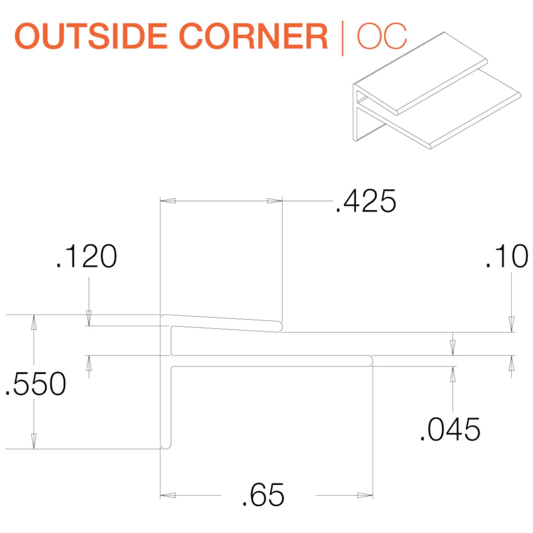Part #WS-508 Outside Corner Trim - Horizontal (Plankwall)