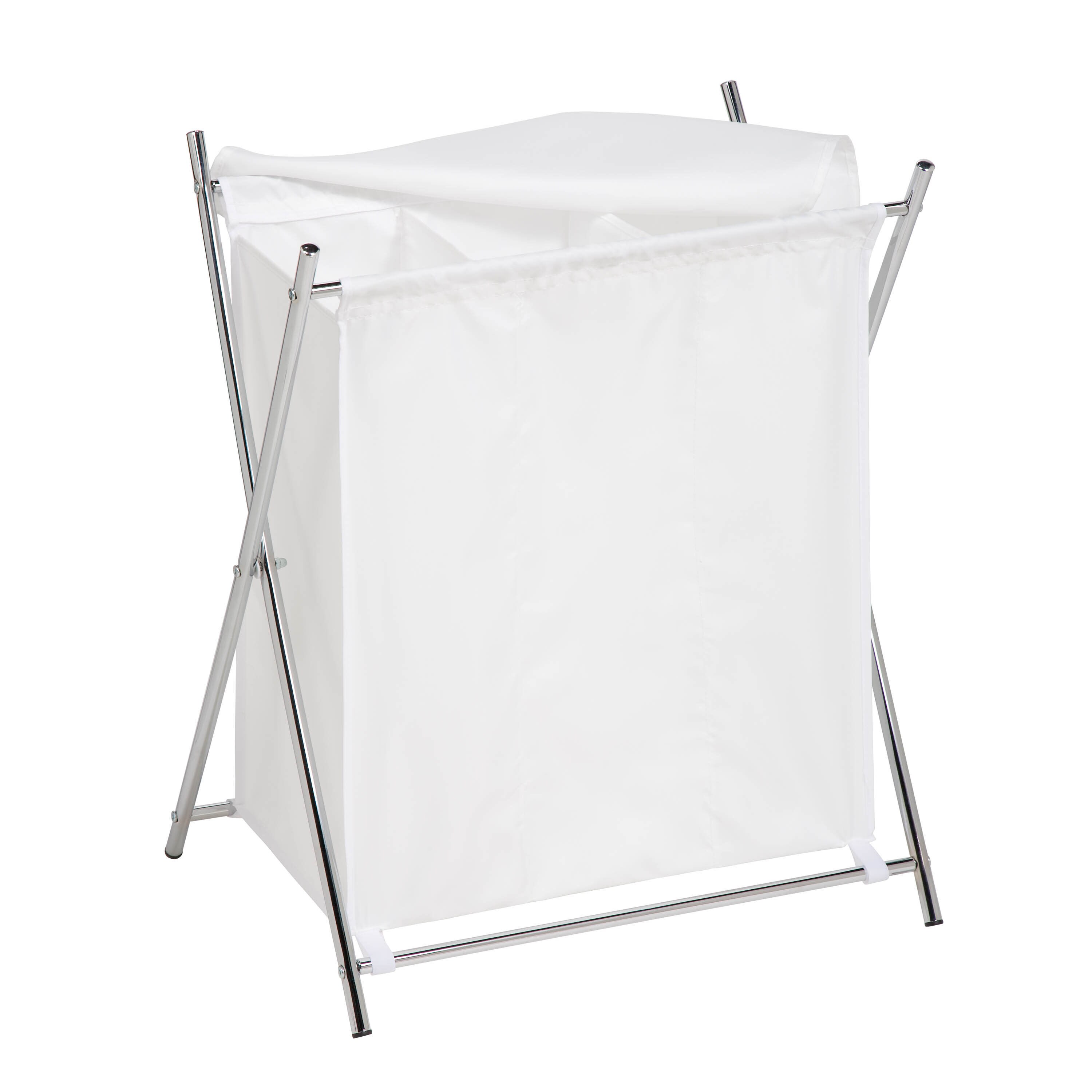 Collapsible Silver Steel Frame Kids Laundry Hamper with Lid