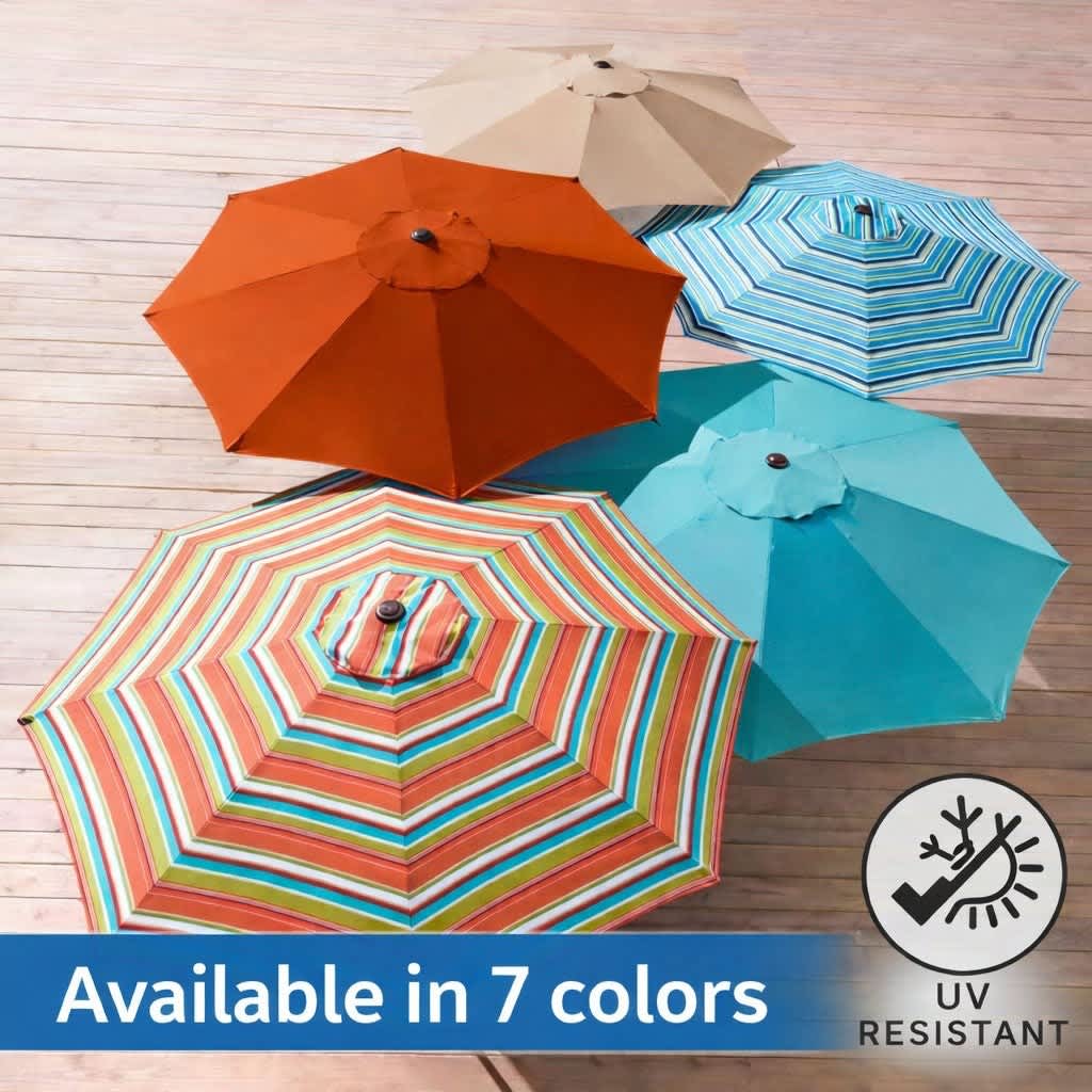 canvas patio umbrella canadian tire CANVAS Striped Market Umbrella, Polyester Fabric, Black & White Stripes