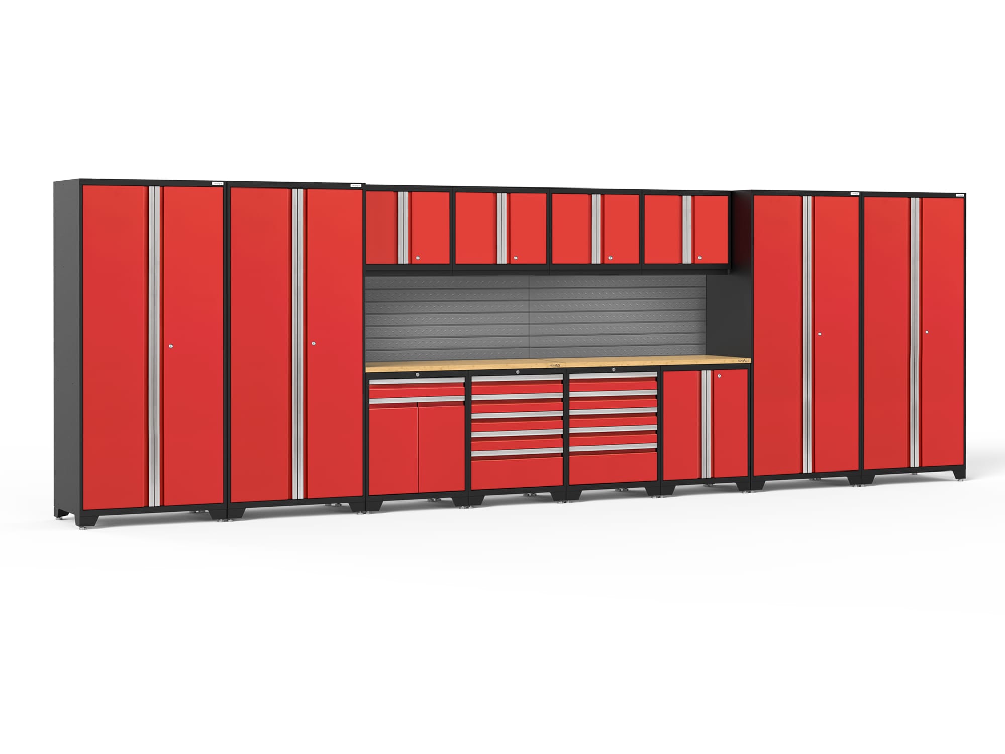 NewAge Products 58741 256.0-in W x 84.75-in H x 24.0-in D 12 -Cabinets Steel Deep Red Garage Storage System